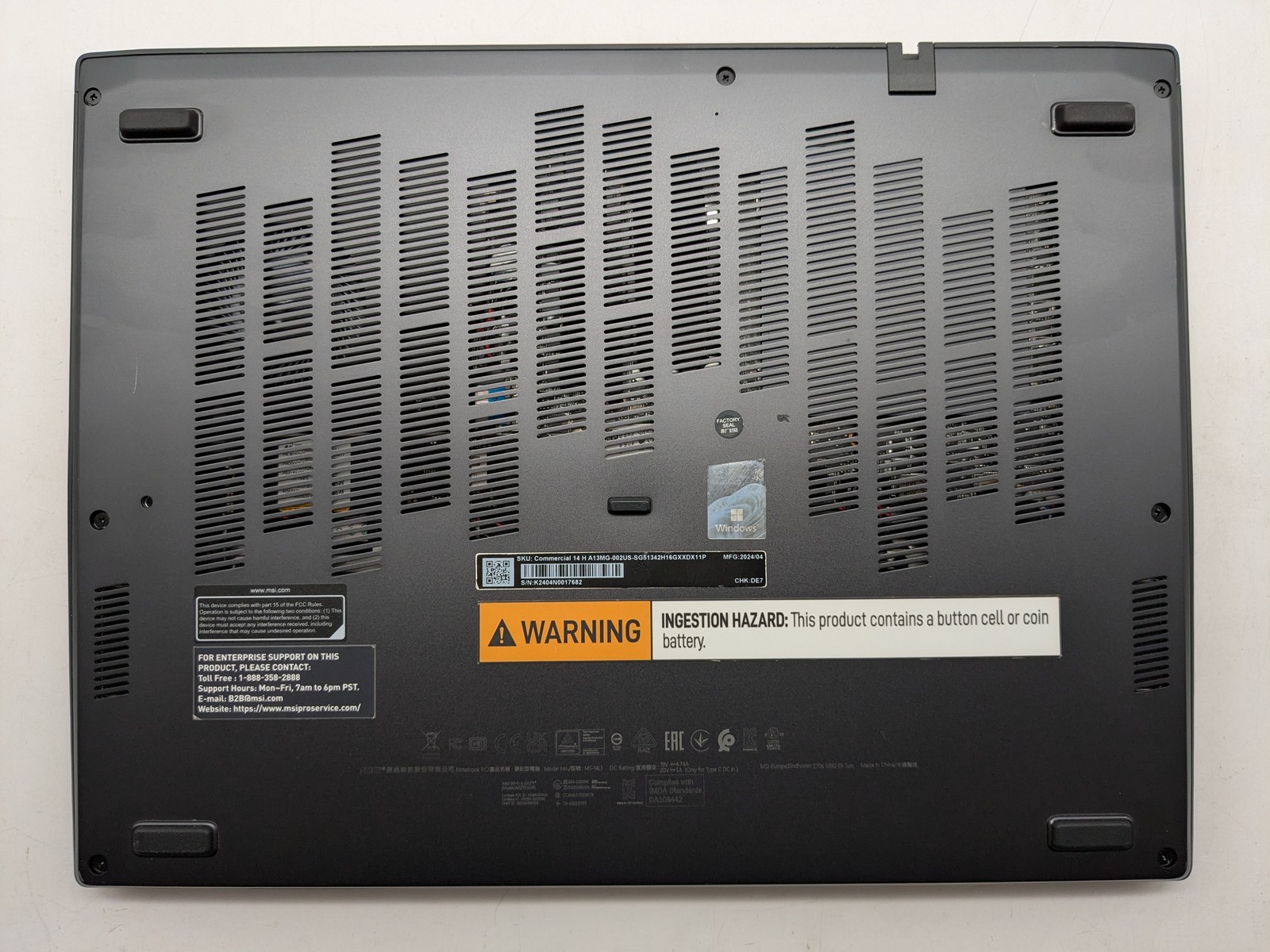 MSI Commercial 14 H A13MG 14″ FHD+ 13TH I5-13420H 512GB SSD 16GB W11P Warranty