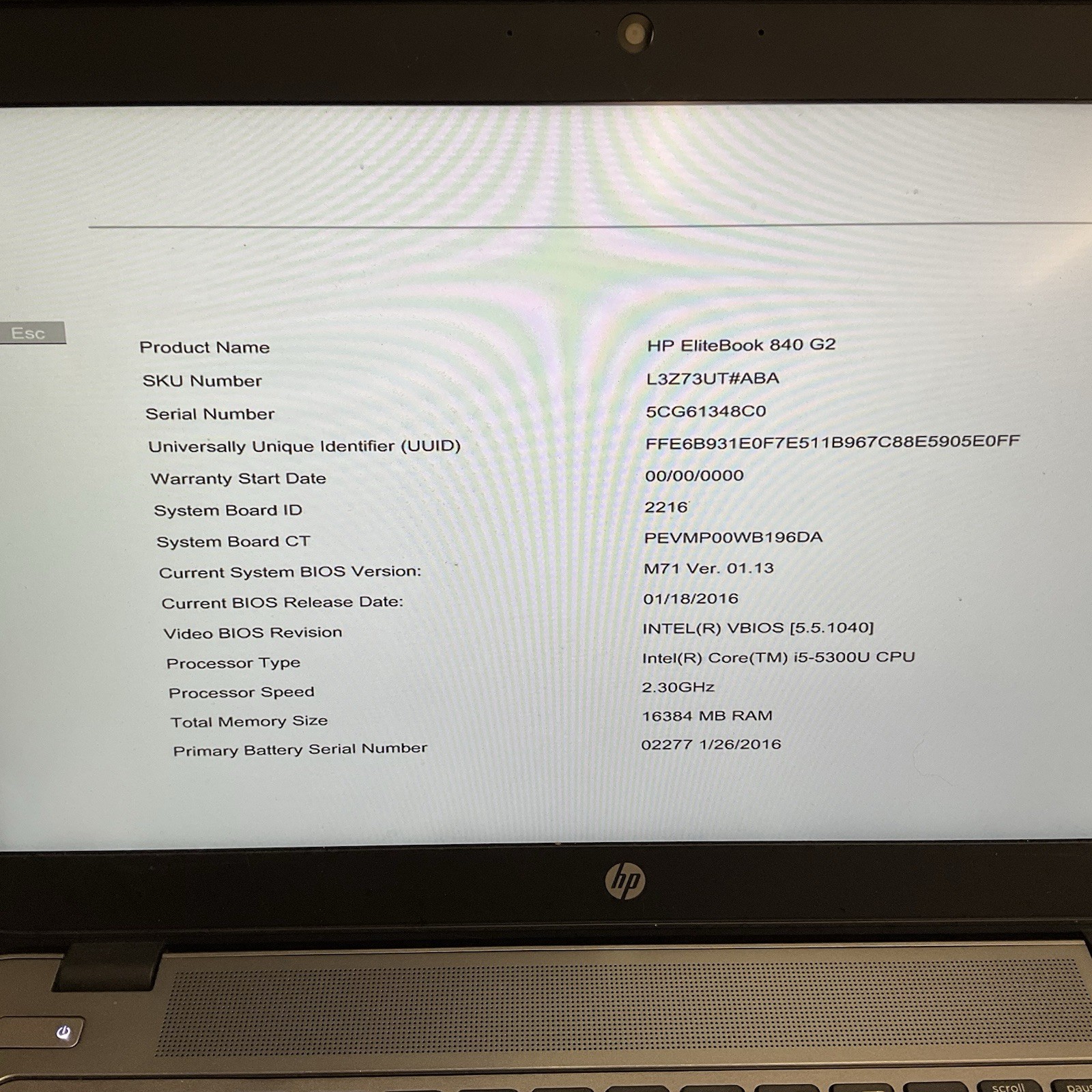 HP EliteBook 840 G2 14″ Laptop Intel Core i5-5300U 16GB Ram No HDD No OS