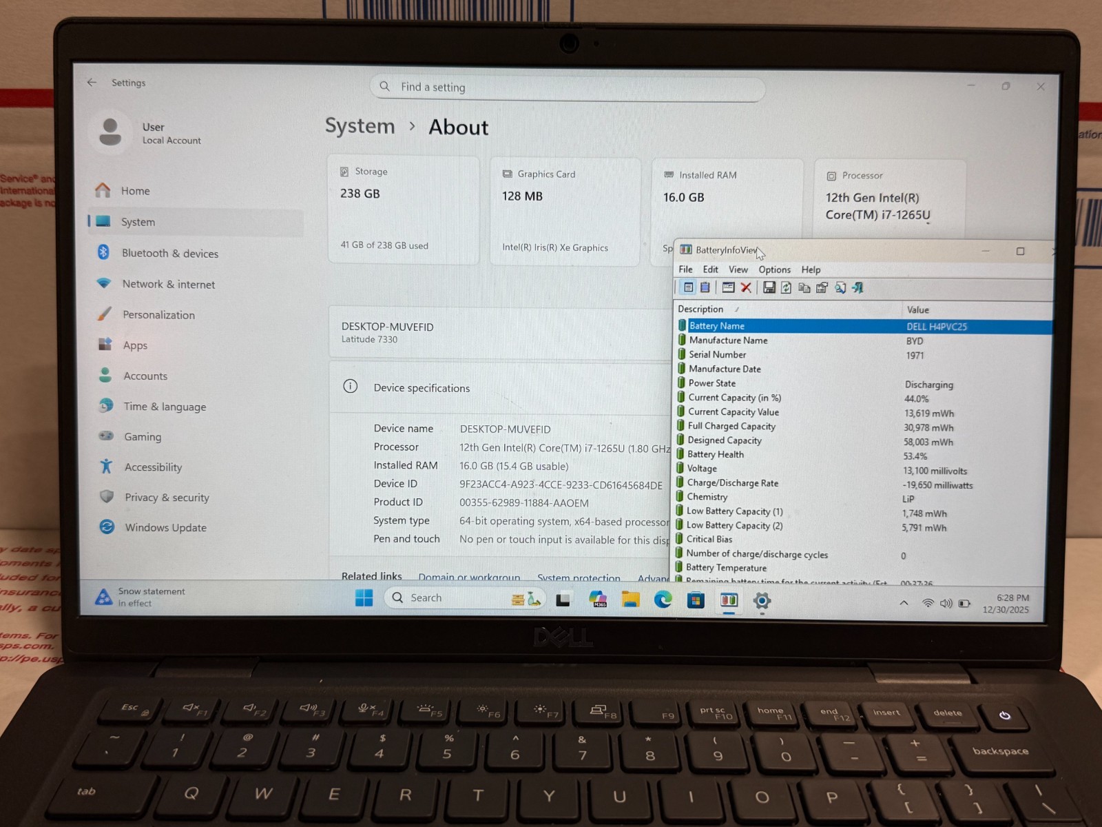 Dell Latitude 7330 Core i7-1265U @ 1.80 GHz 256GB SSD 16GB RAM Windows 11 Pro
