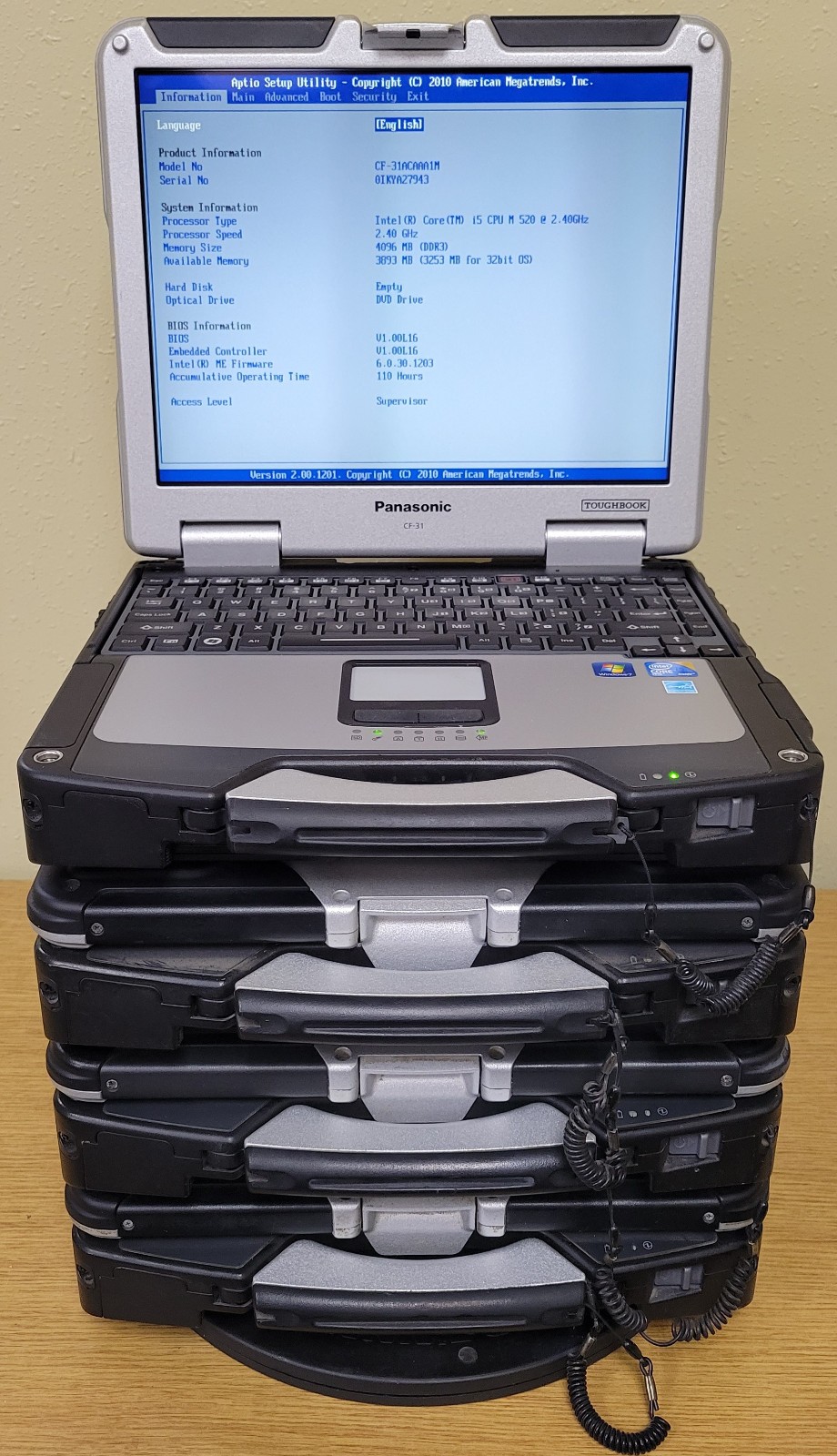 (Lot of 4)Panasonic Toughbook CF-31 i5-5th Gen 2.30GHz 8GB Touch No OS/SSD