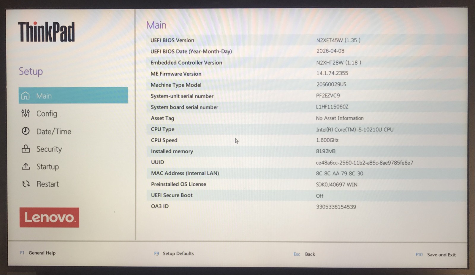 Lenovo ThinkPad T15 Gen 1 15.6″ Laptop i5-10210U 8GB RAM 256GB NVMe