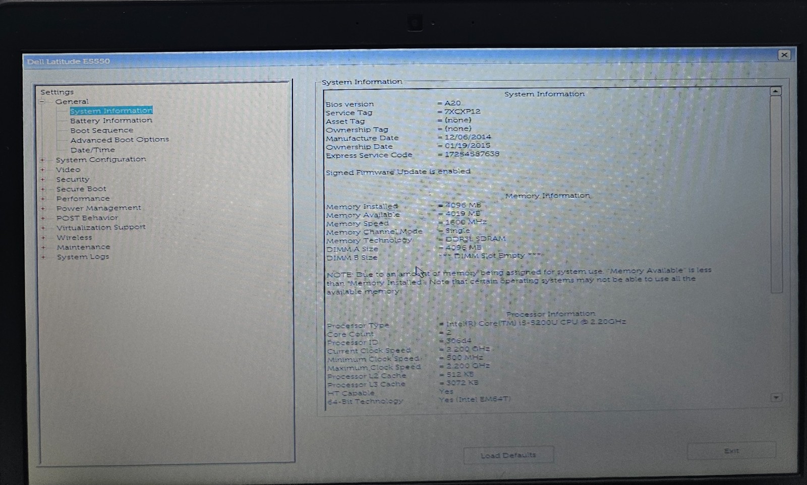 Dell Latitude E5550 15.6″ Laptop Intel Core i5-5200U 4GB Ram NO HD/OS/BATT (FL)