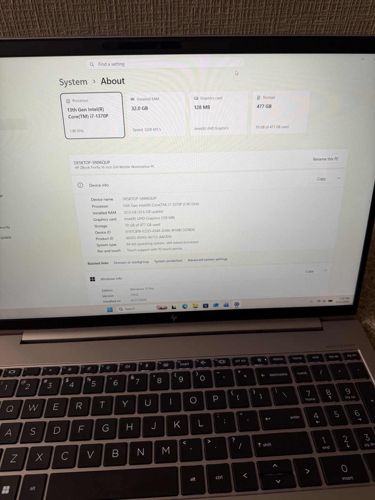 HP ZBOOK FIREFLY 16 G10 CORE i7 13TH GEN 32GB RAM 512GB SSD TOUCHSCREEN