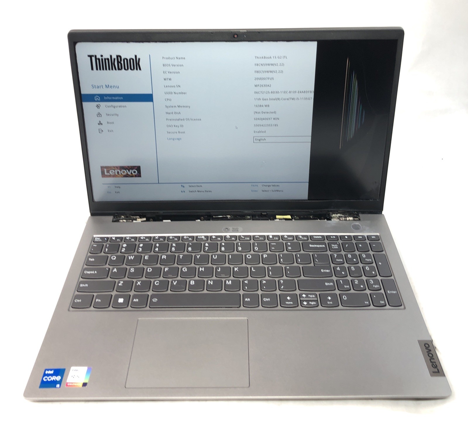 Lenovo ThinkBook 15 G2, Intel Core i5-1135G7 @2.40Ghz, 16GB RAM, NO SSD/OS PARTS