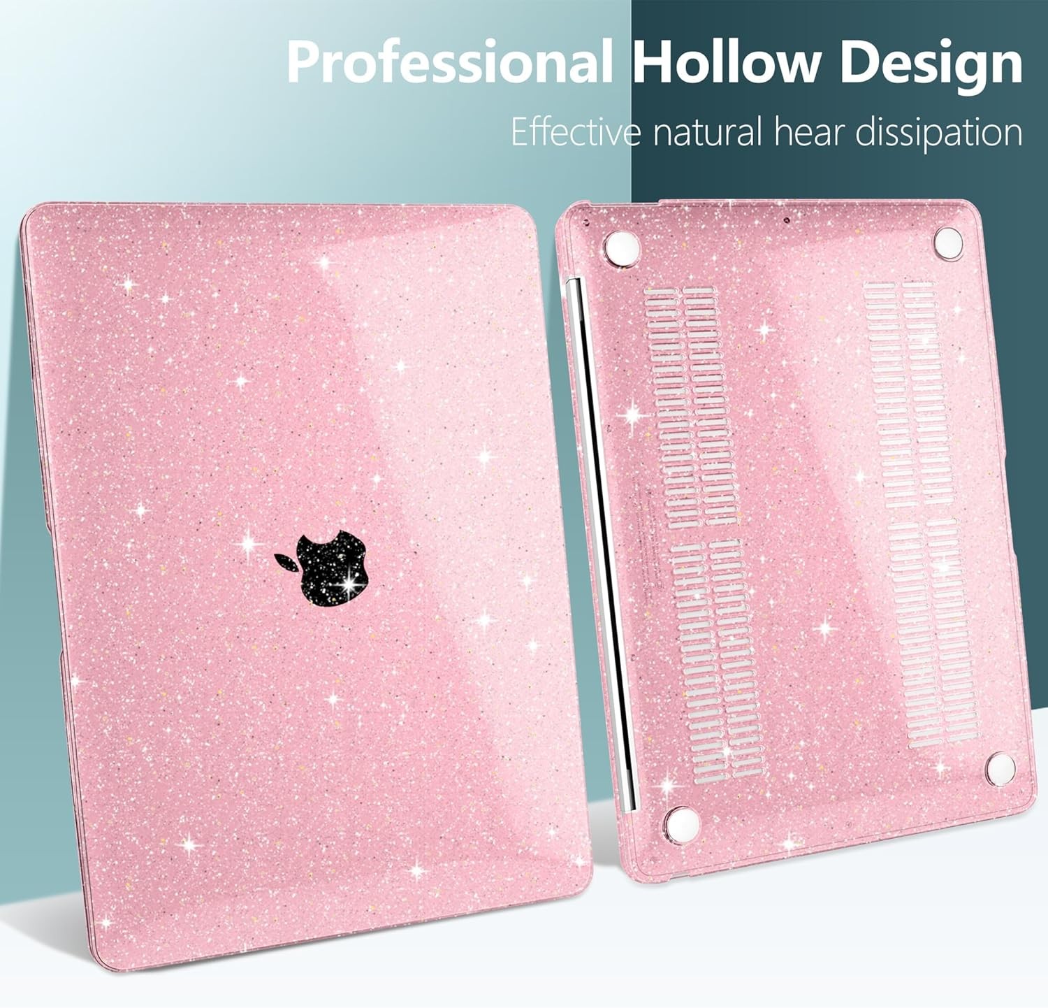 MacBook Air 13 inch Case 2021-2018 Release A2337 M1 A2179 A1932, Sparkly Pink