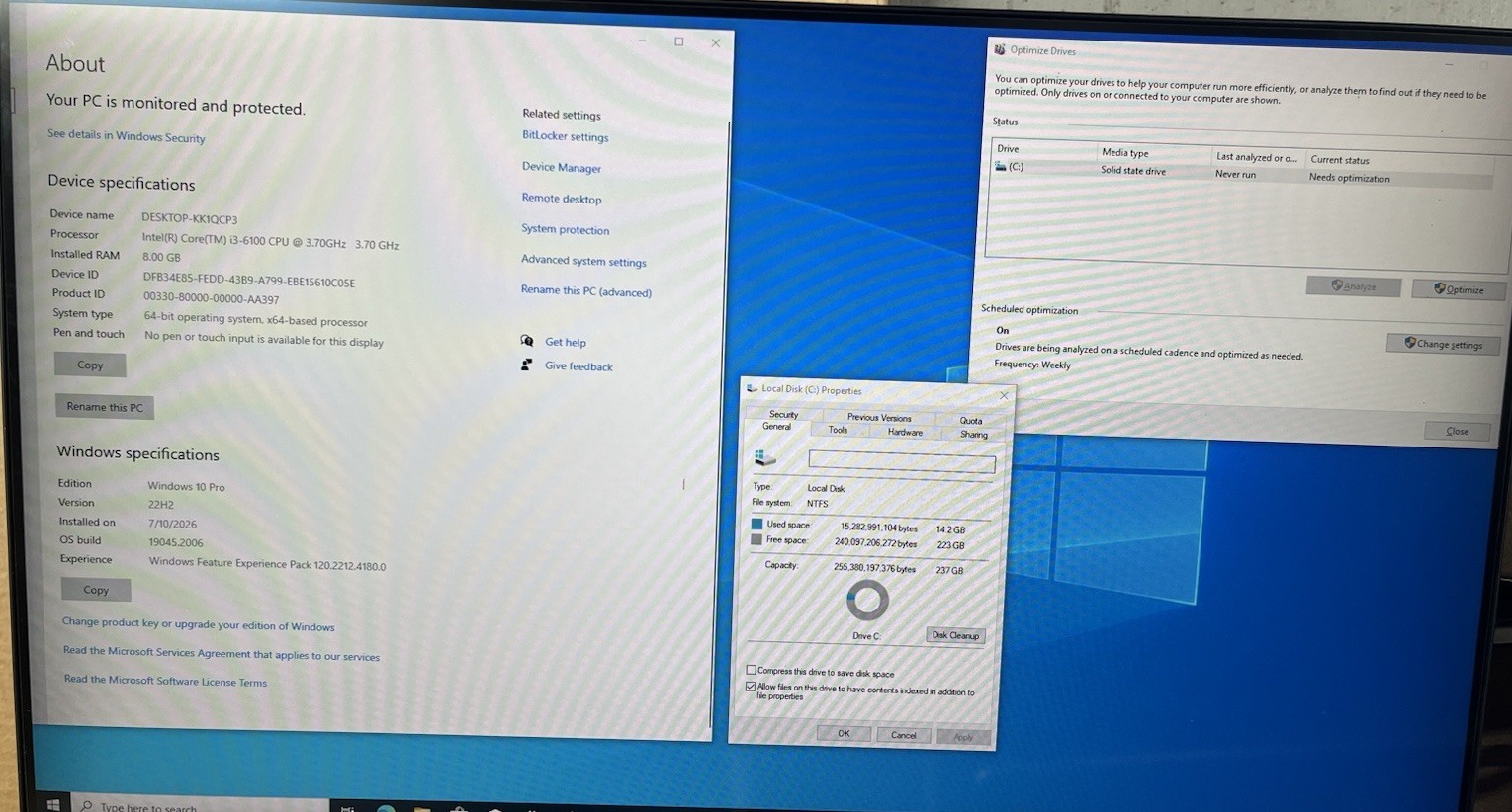 Acer Aspire X3-710, Intel Core i3-6100 @3.70GHz, 8GB RAM, 256GB SSD, W10P