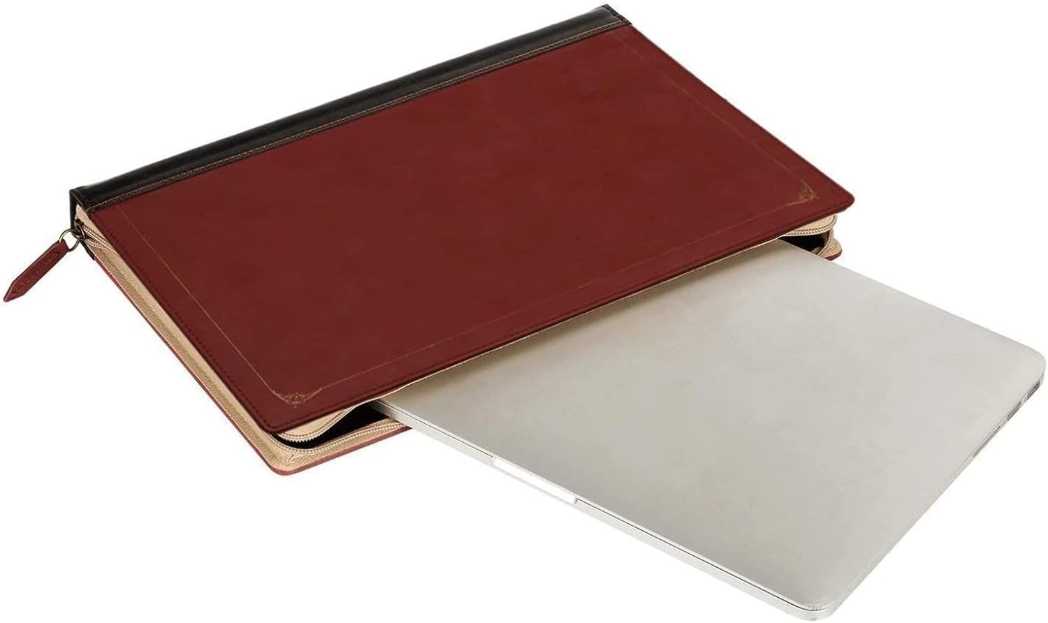 Vintage Wine Red PU Leather Sleeve Case for MacBook Air/Pro 15 inch 2023-2026