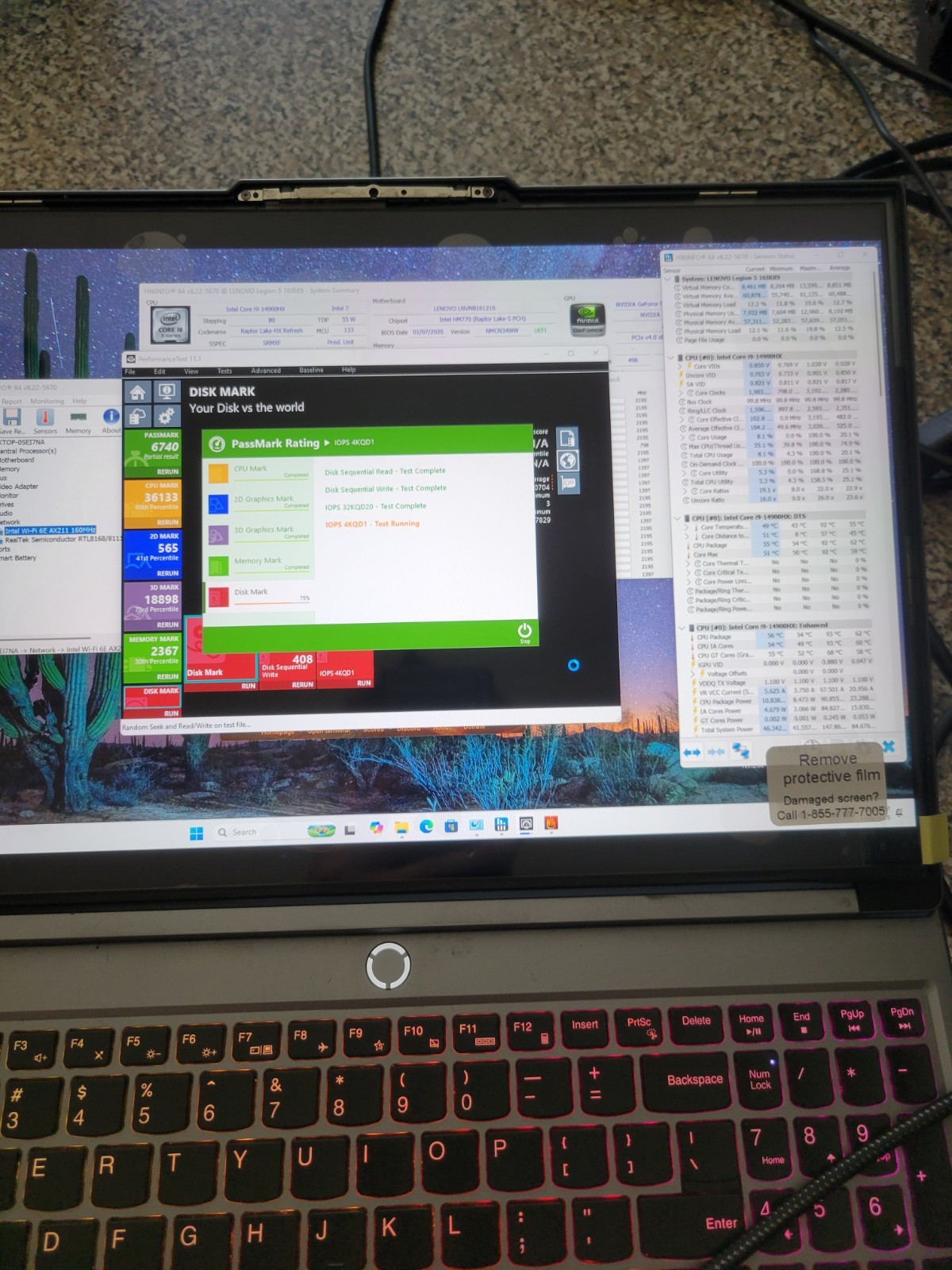 MOTHERBOARD Only: Legion 5 16IRX9 i9-14900HX RTX4070 Gaming Laptop Parts Out
