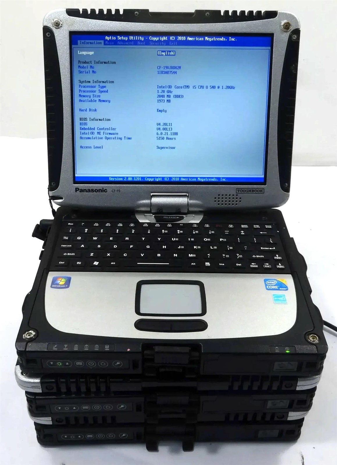 Lot 3 Panasonic Toughbook CF-19 (MK4) Core i5 U540 1.2GHz 2GB No HDD