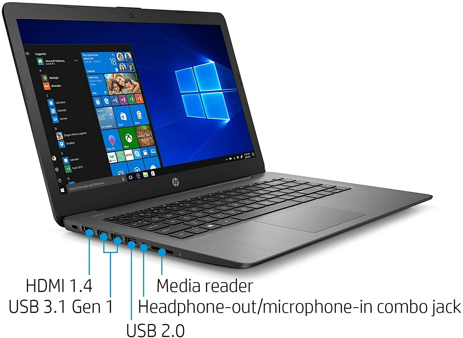 New HP Stream 14″ Celeron 4GB/64GB Laptop-Brilliant Black – 14-cb174wm