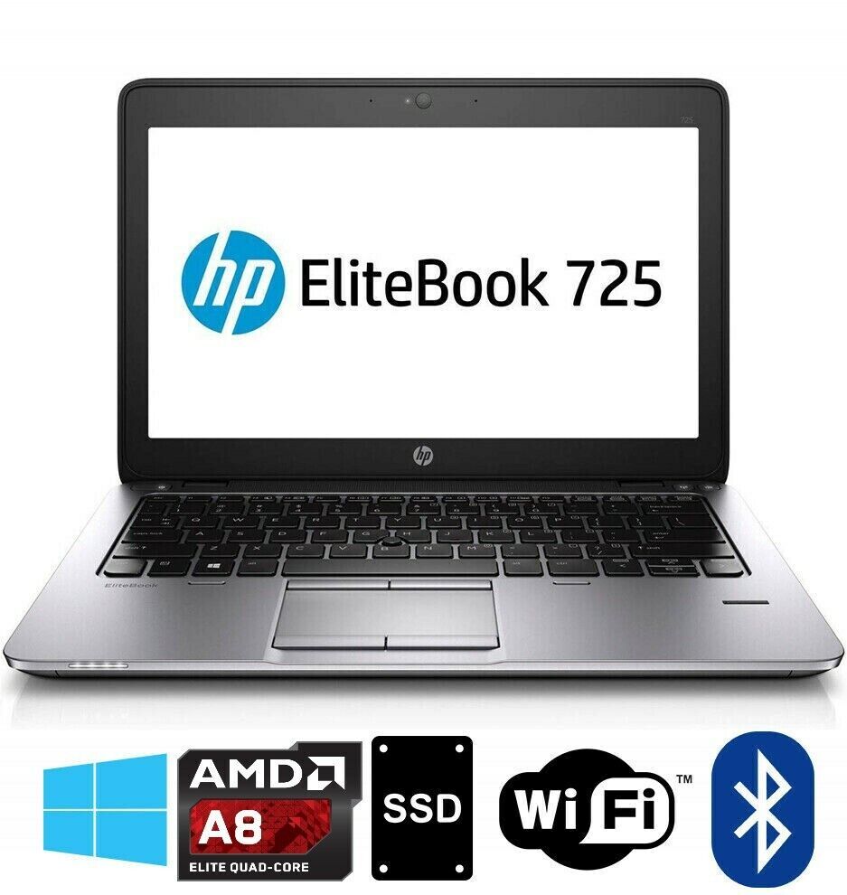 HP EliteBook 725 G2 12.5” AMD A8 PRO-7150B 8GB 128GB SSD BLUETOOTH Win10 Pro