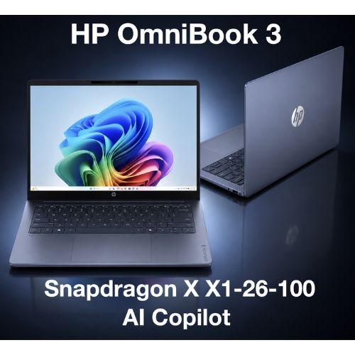 HP OmniBook 3 AI PC 14.0″ Touch WUXGA Snapdragon X X1-26-100 16GB RAM 512GB W11H
