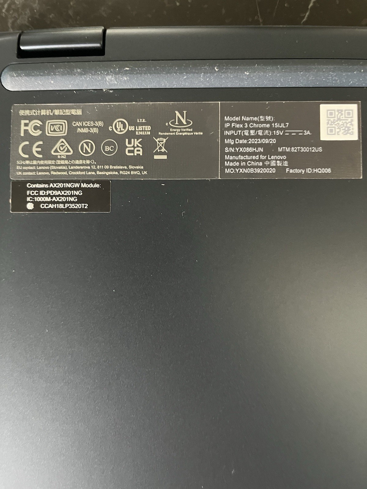 Lenovo IdeaPad Flex 3 Chrome 15IJL7 Chromebook 15.6” Touchscreen