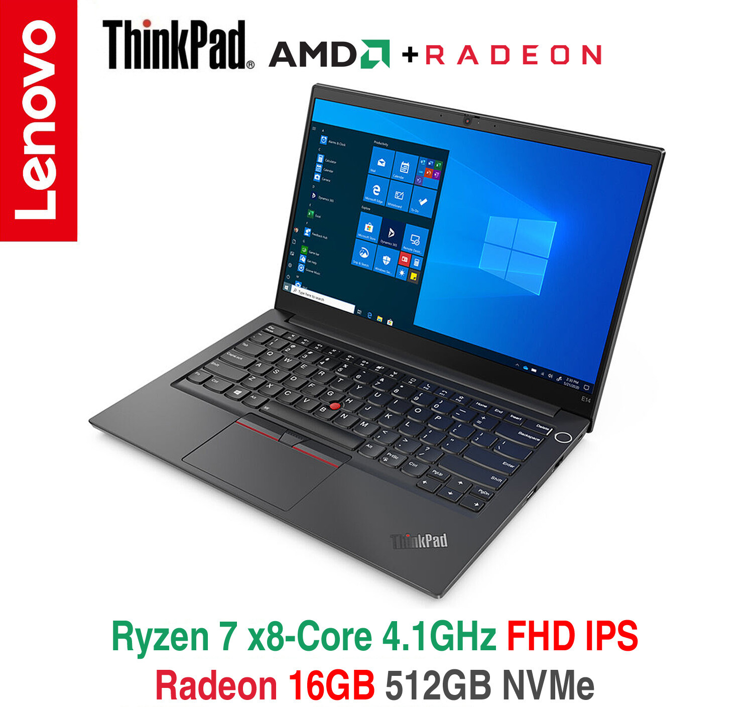 ThinkPad E14 Gen 2 Ryzen 7 4700U FHD IPS 16GB 512GB NVMe BL 2Y Premier Warranty