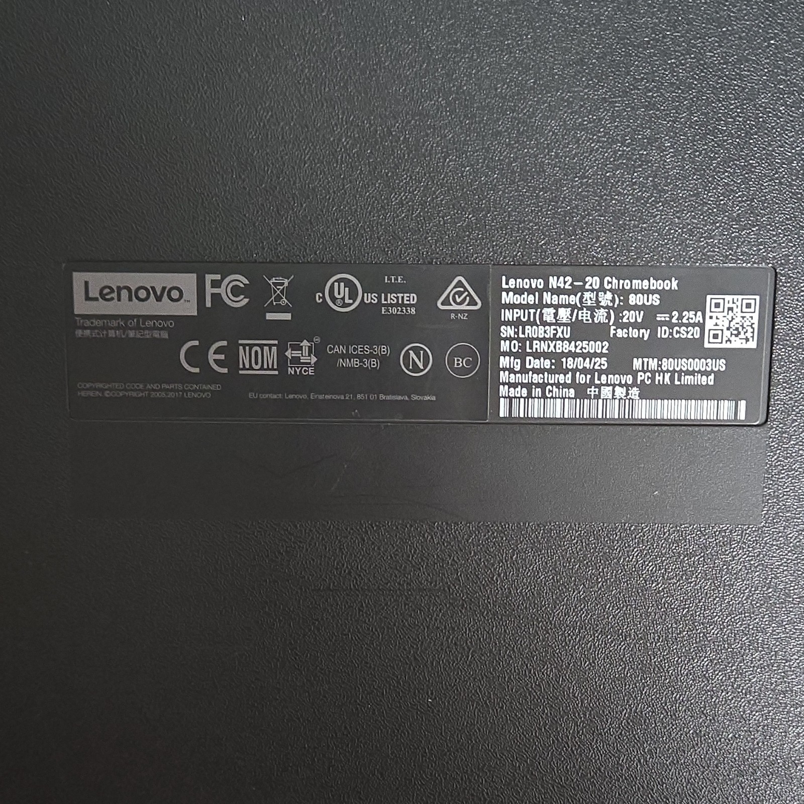 Lenovo N42-20 Chromebook 14″ Intel Celeron Black Chrome OS Laptop