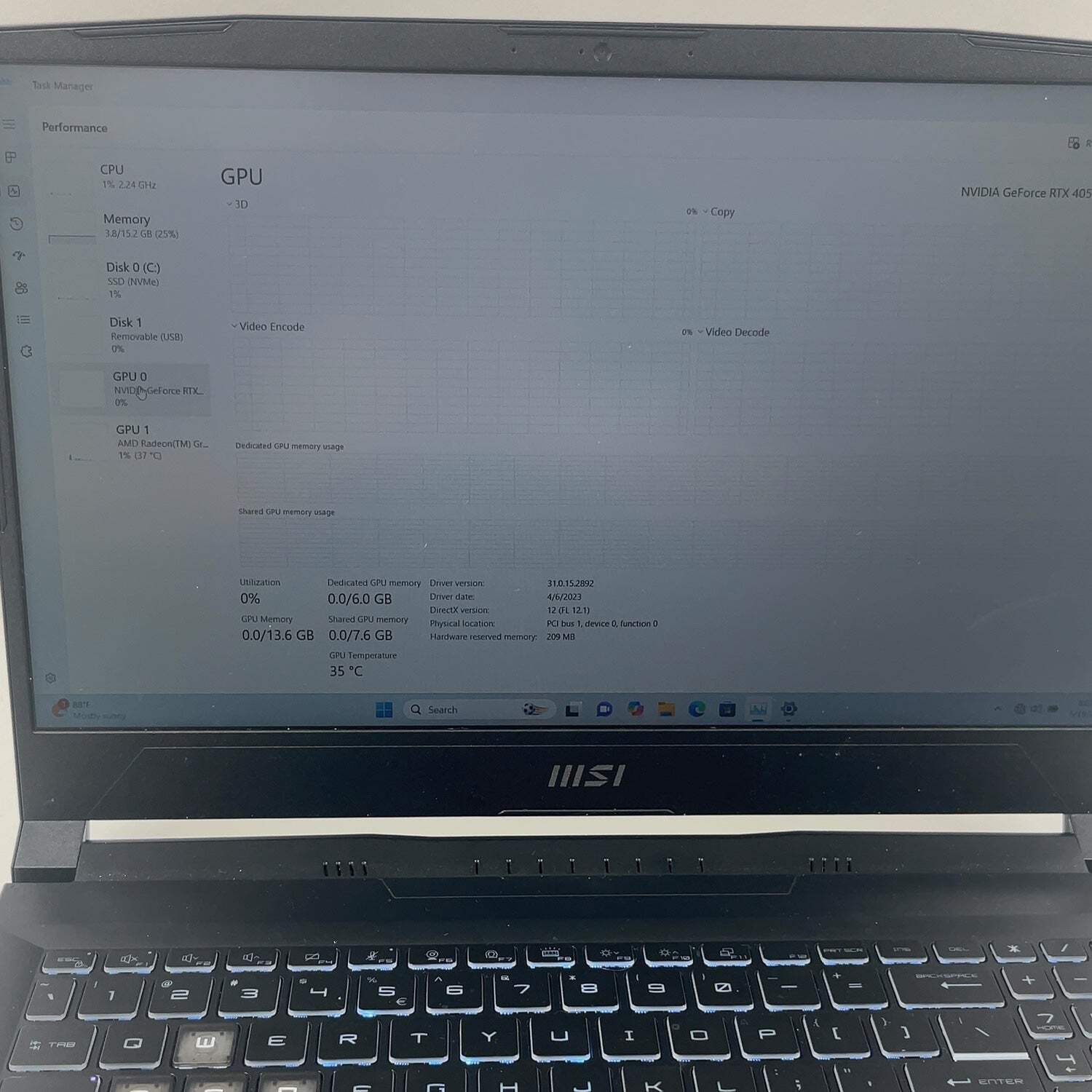 MSI Thin 15 GF63 15.6″ Ryzen 5 753HS 3.3GHz 16GB RAM 512GB GeForce RTX 4050