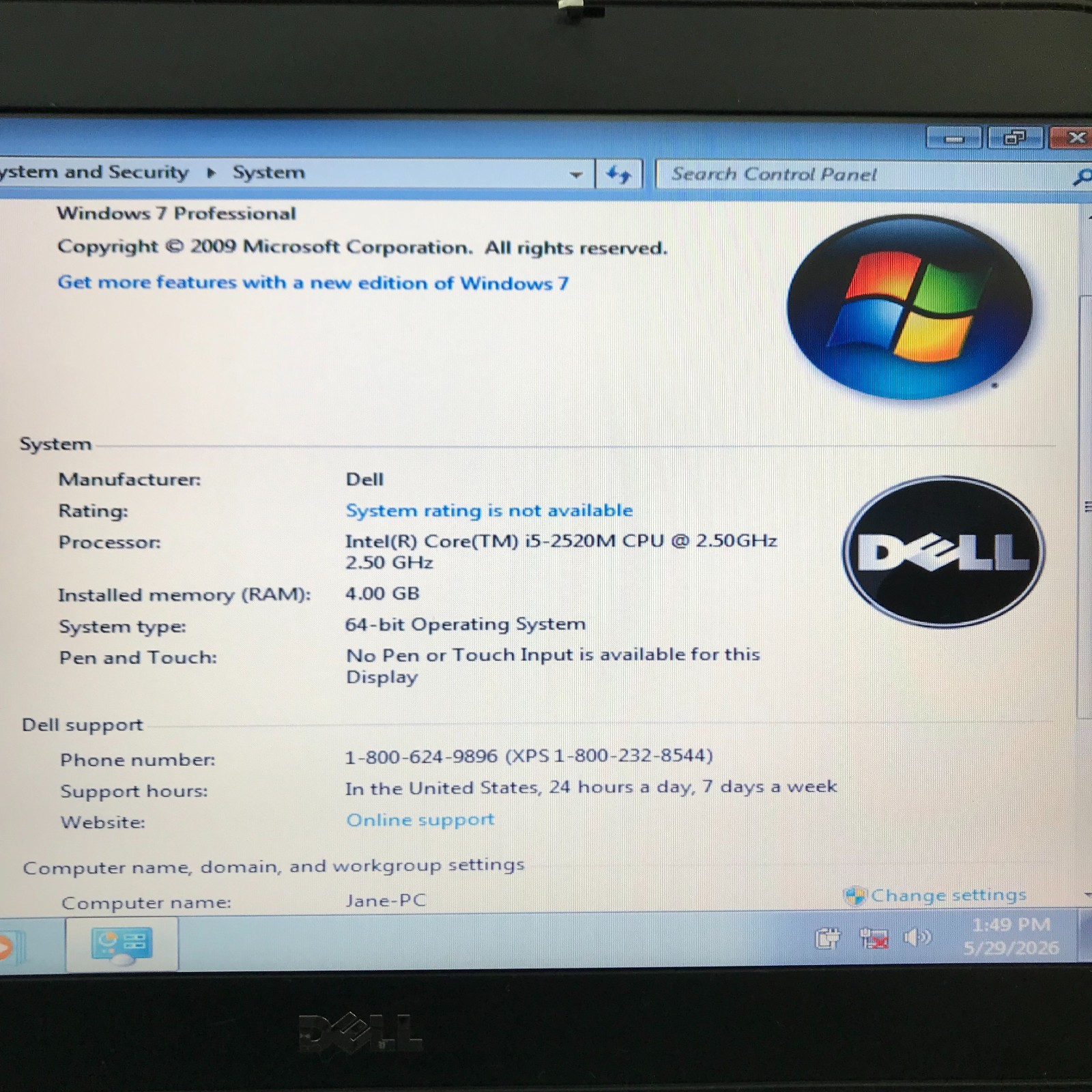 Dell Latitude E7470 Retro Gaming Laptop i5-2520M 2.50GHz 4GB RAM (Windows 7 Pro)