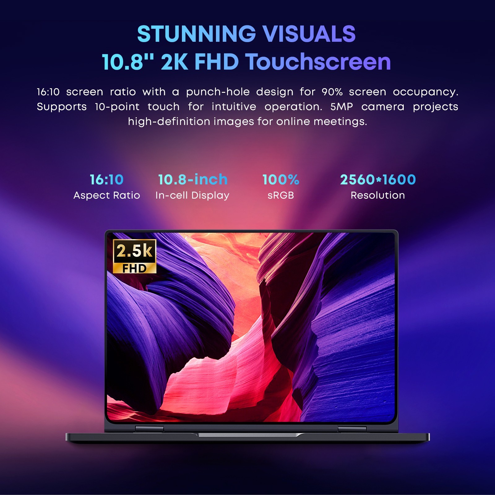CHUWI Minibook 10.51″ Win11 Laptop, Intel Processor, Backlit Keyboard, 8/12/16GB