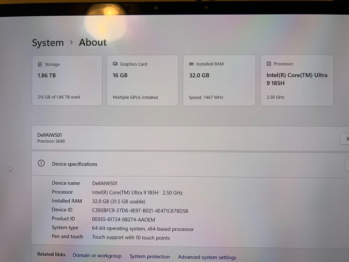 NEW Dell Precision Laptop 5690 – 2Tb HD – 32 Gb RAM – 16 GB NVIDIA RTX 5000 Ada