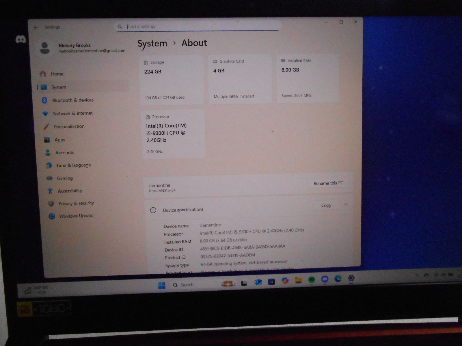 Acer Nitro AN515-54 Model # N18C3 Used read (ACER-5)