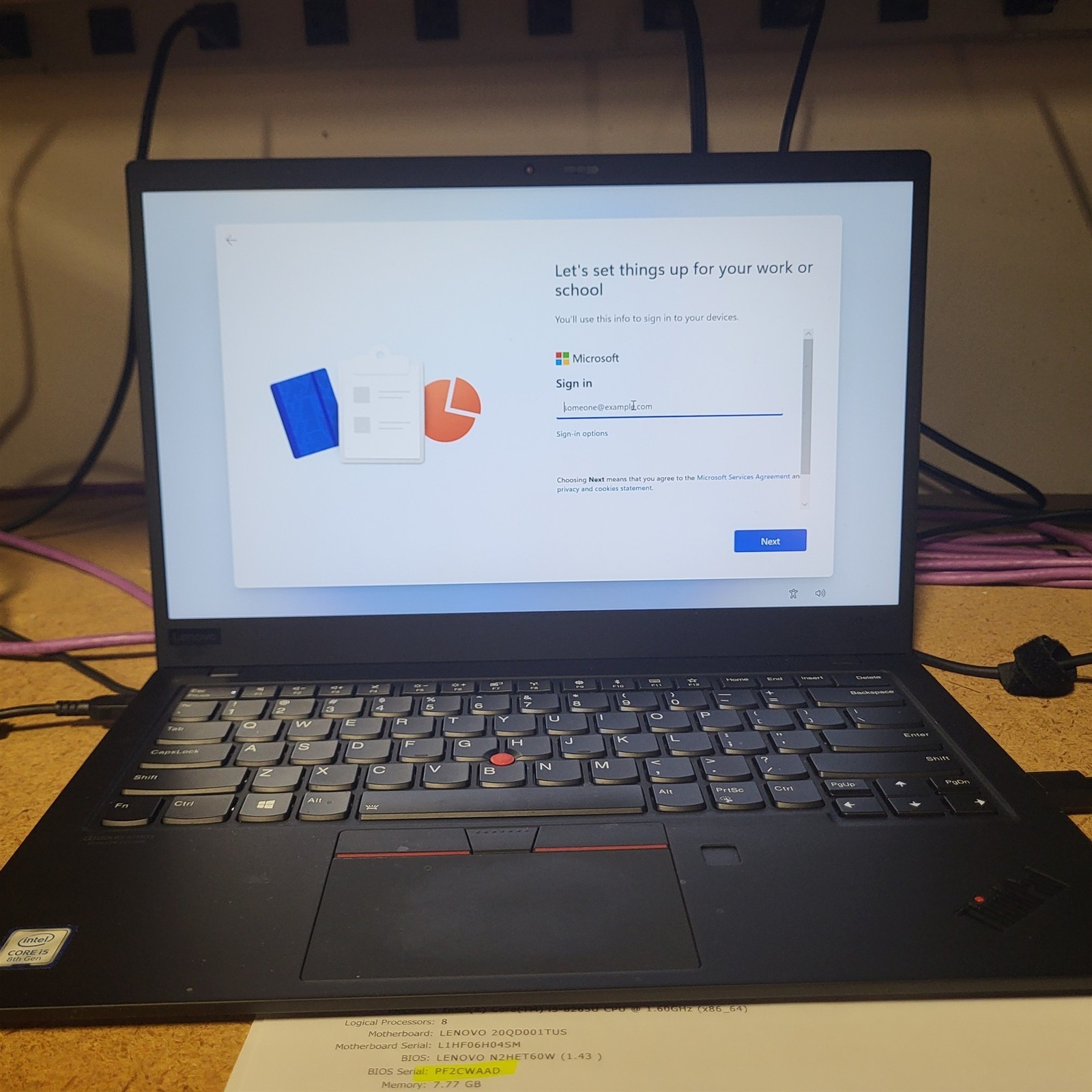Scratched LCD Lenovo ThinkPad X1 Carbon Gen 7 Intel i5-8265U 1.6GHz 8GB 256GB