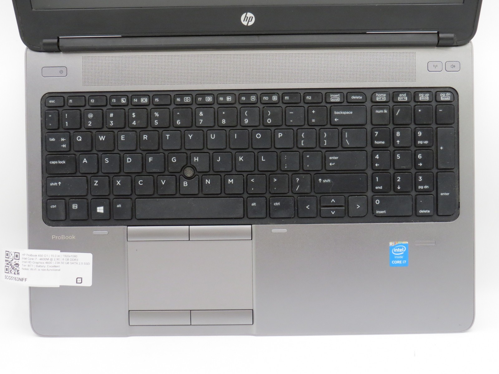 HP ProBook 650 G1 | i7-4600M @ 2.9GHz | 8GB DDR3 | 238GB SSD | 15″ | No OS