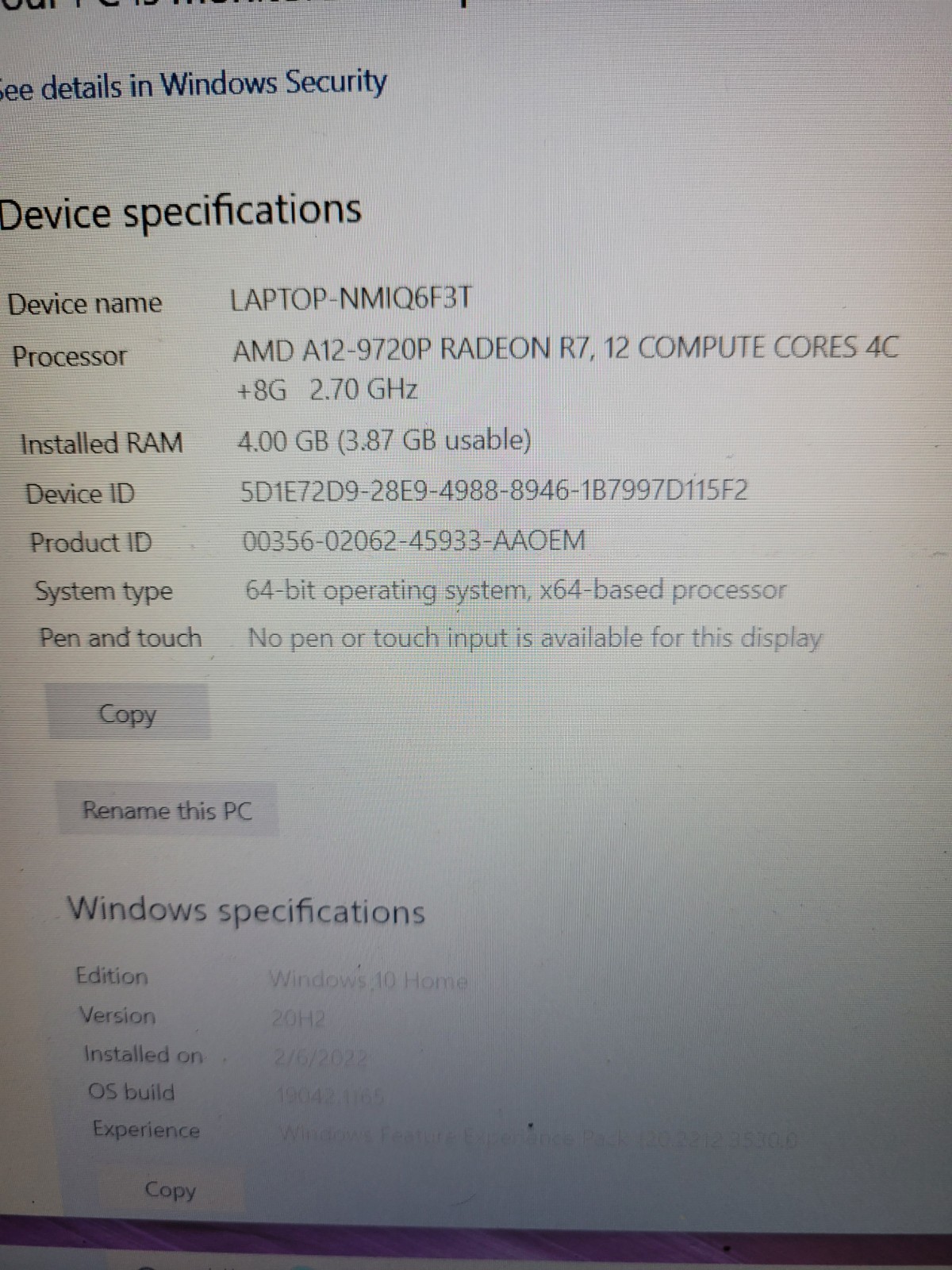 ASUS VivoBook F510Q 15.6″ AMD A12-9720P@2.7GHz 4GB RAM Win10