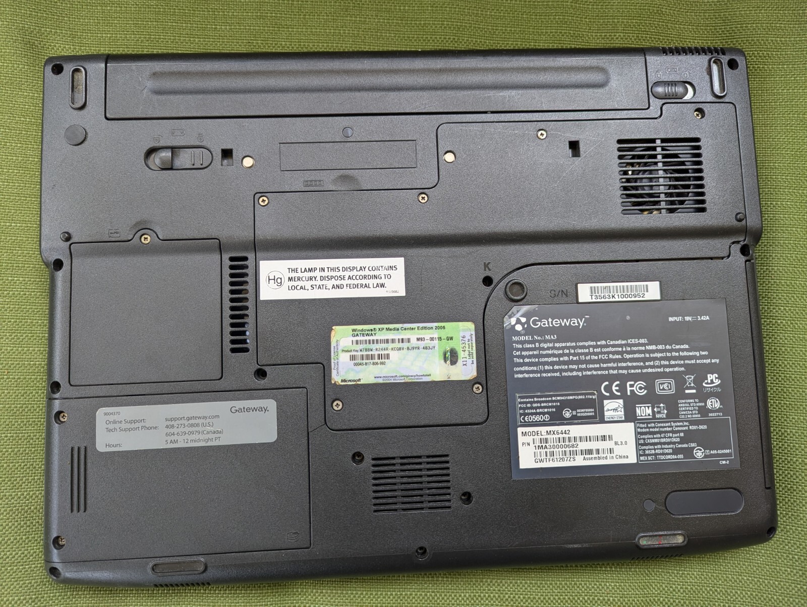 Gateway MX6442 AMD Turion 64 ML34 1.80 GHz 1 GB Ram 55.8 Gig HDD
