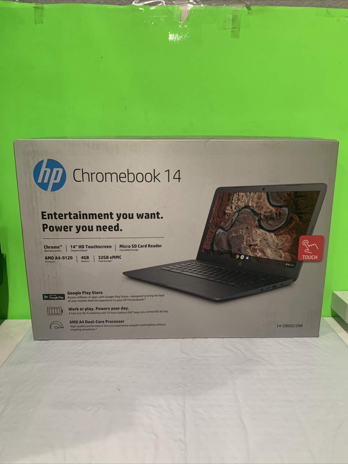 HP Chromebook 14″ HD Touchscreen 14-DB0025NR, AMD A4-9120, 4GB Memory, 32GB eMMC