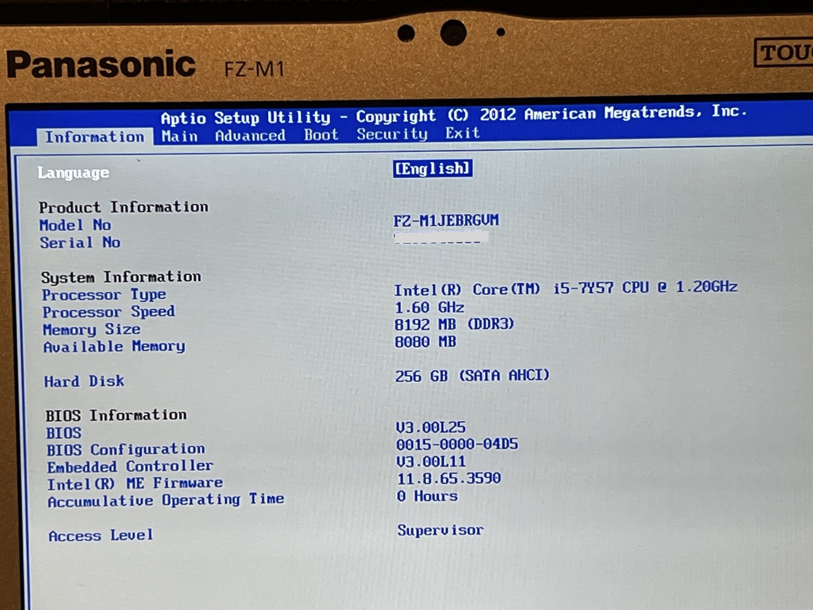 Lot of 5 Panasonic FZ-M1-MK3 | Core i5-7Y57-8GB-256GB SSD-Win10-GPS Tablets