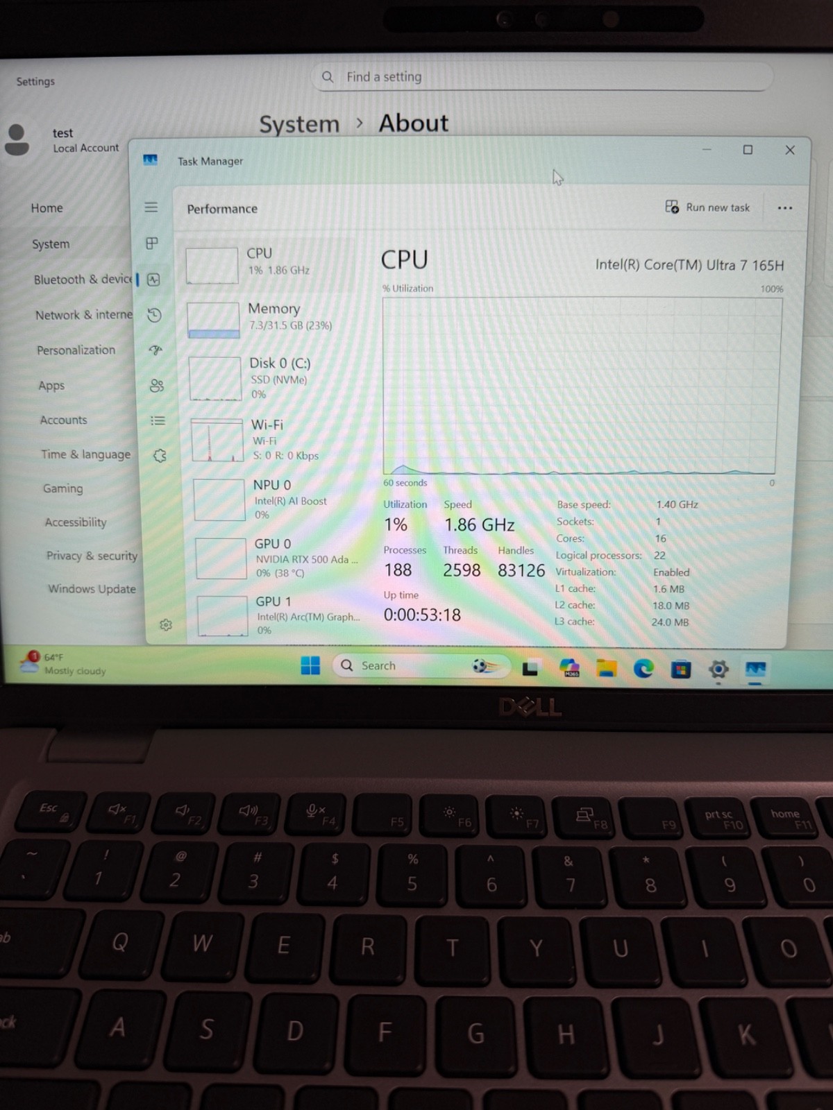Dell Precision 3490 Touchscreen Ultra 7, RTX 500 Ada, 32GB RAM, 512GB SSD