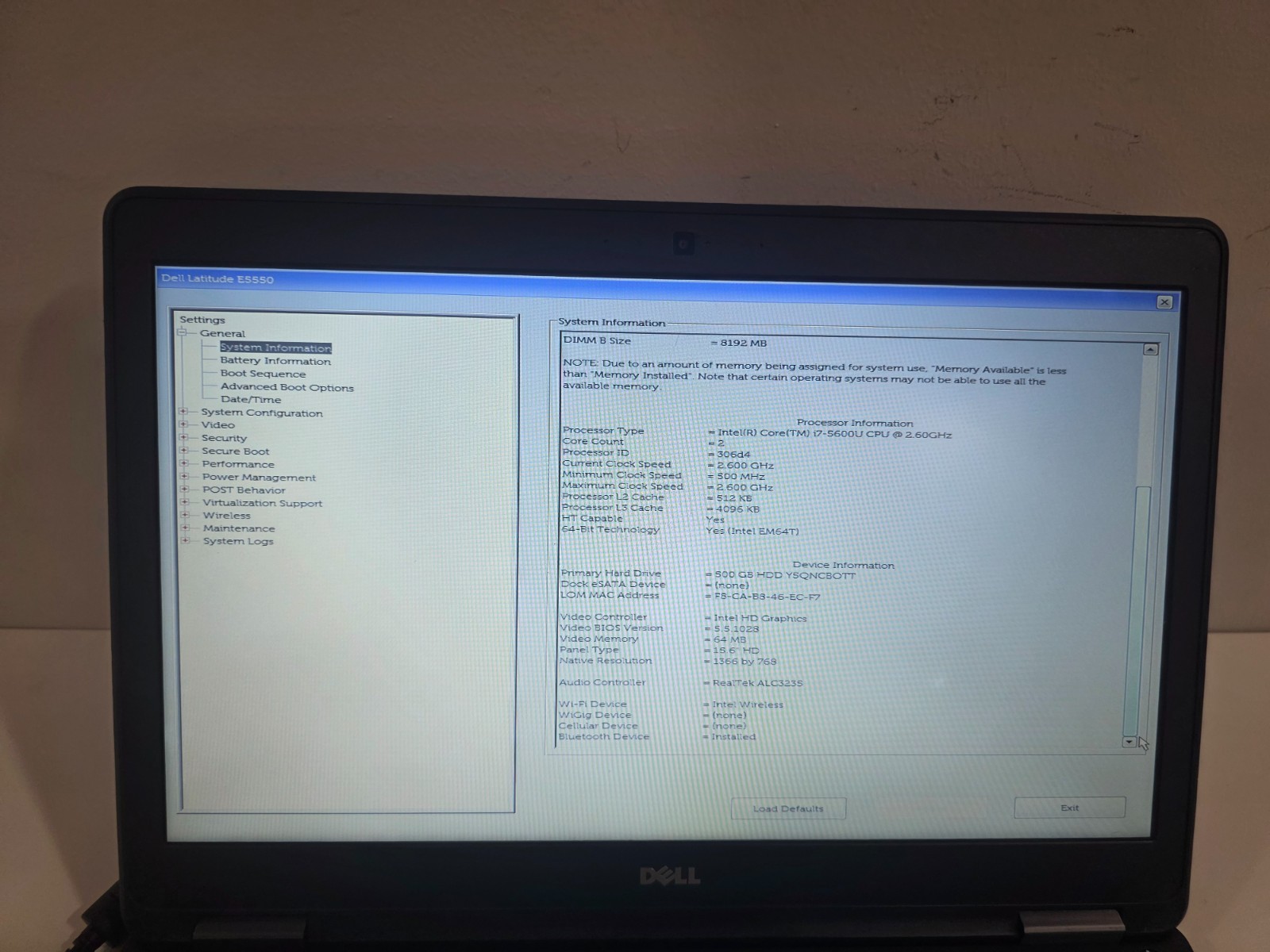 Dell Latitude E5550 Intel i7-5600U 8GB 500GB HDD Webcam Bluetooth
