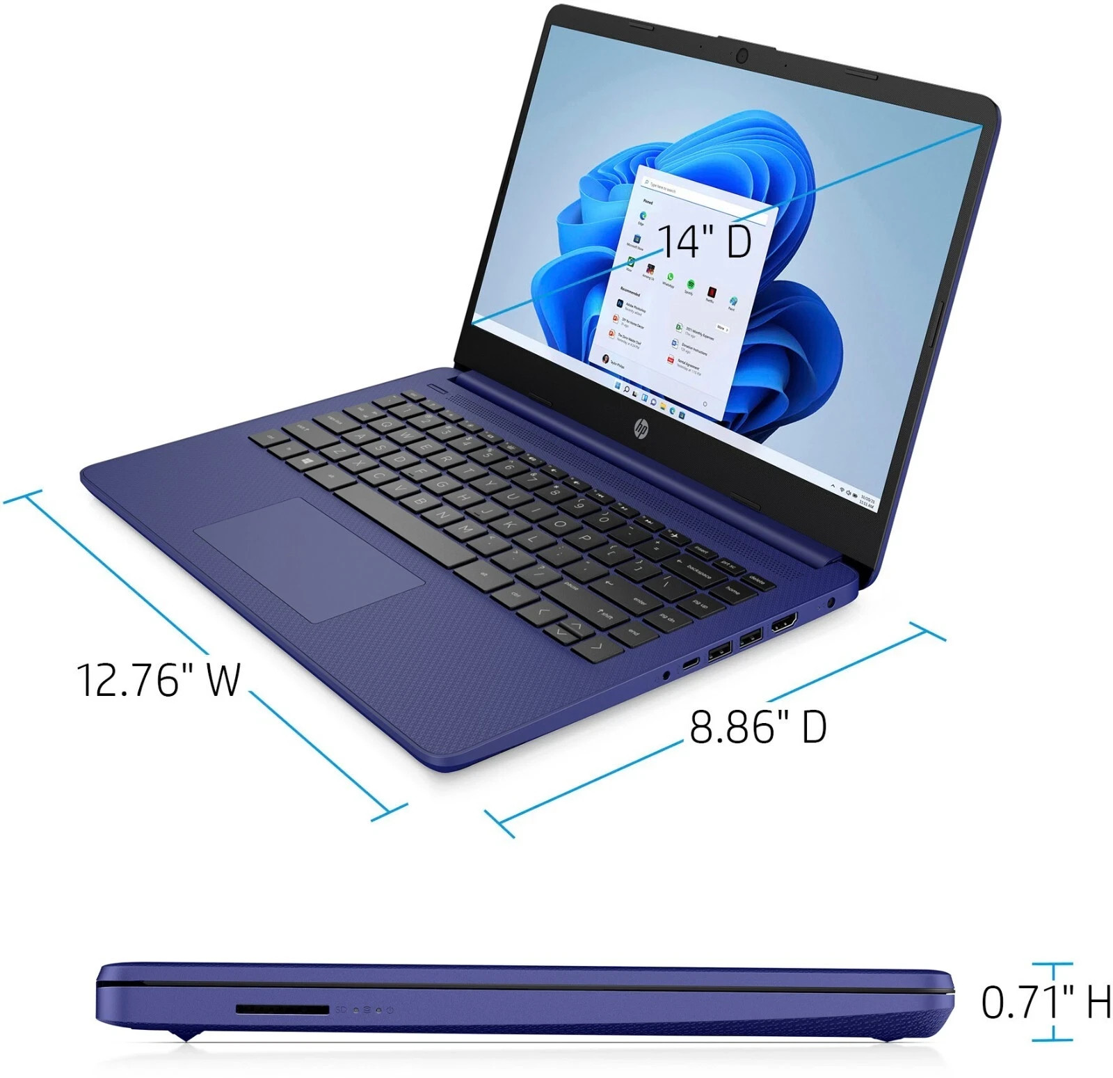 HP Laptop Computer 14″ 4-Core Intel Processor Upto 16GB RAM 564GB Storage Win 11