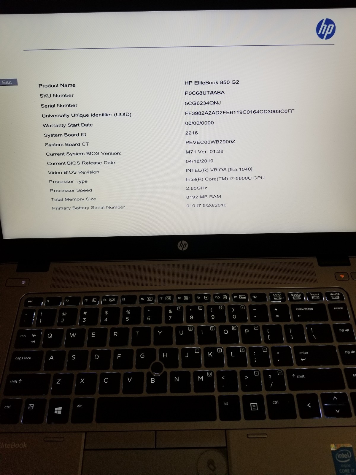 Lot 4 HP EliteBook 850 G2 i7-5600U 2.6 GHz 8GB RAM 128GB SSD Batt 15.6″ NO AC|OS