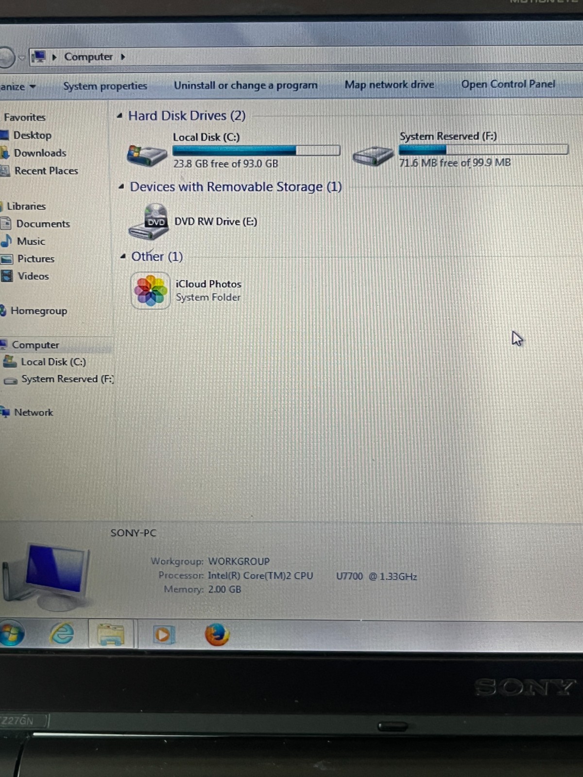 Sony Y2K Vaio Netbook Purple Laptop 100GB HDD 2GB RAM PCG 4M6P Windows 7
