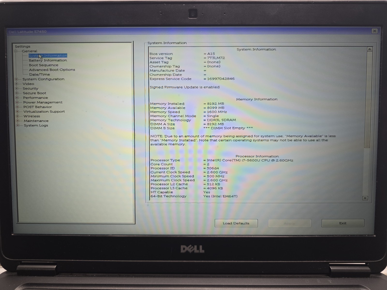 Dell Latitude E7450 Intel Core I7-5600U 2.60GHZ 8GB RAM – NO HDD, NO OS #46