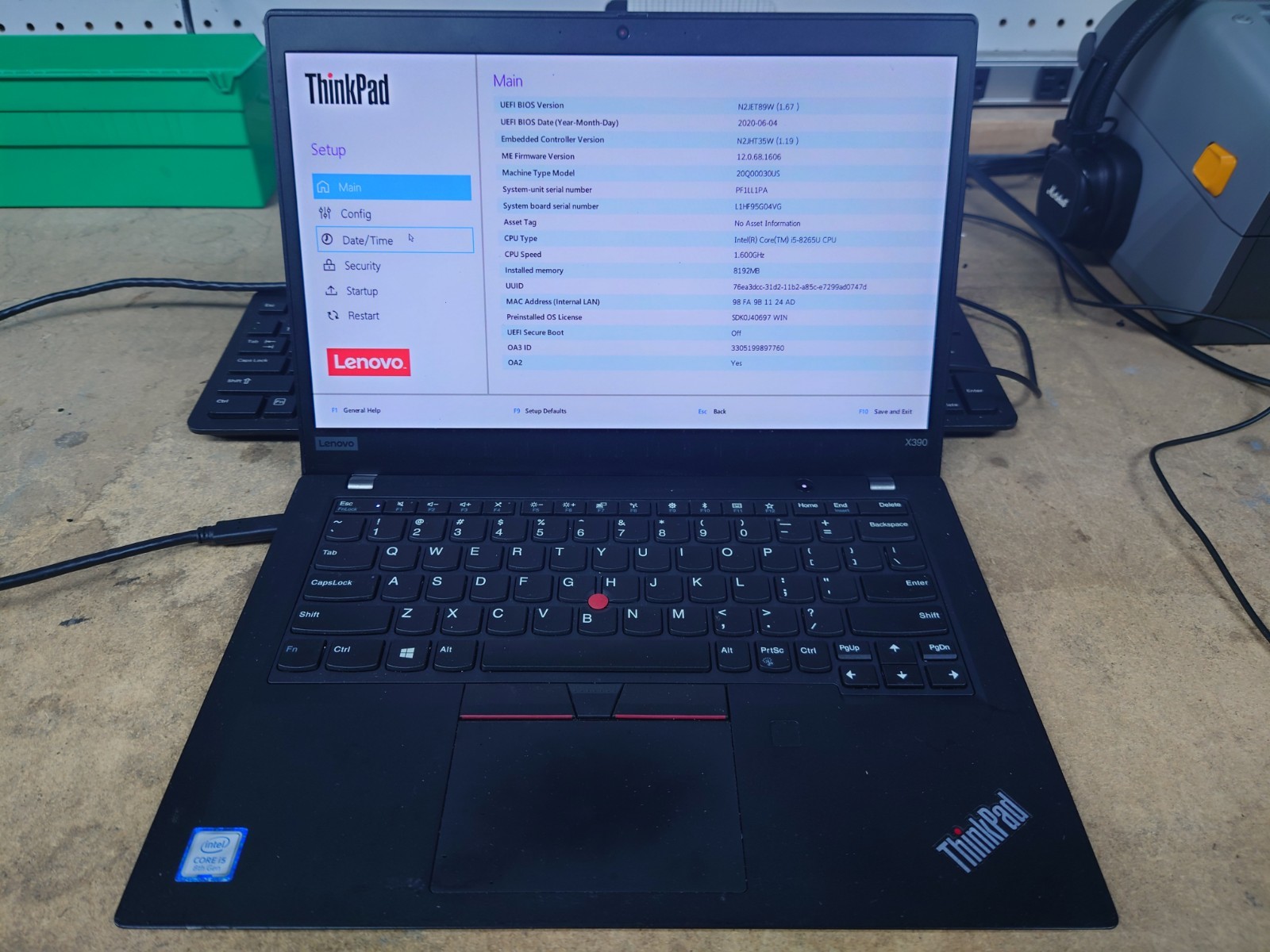 Lenovo ThinkPad X390 13.3″ FHD i5-8265U 8GB RAM 256GB SSD No OS