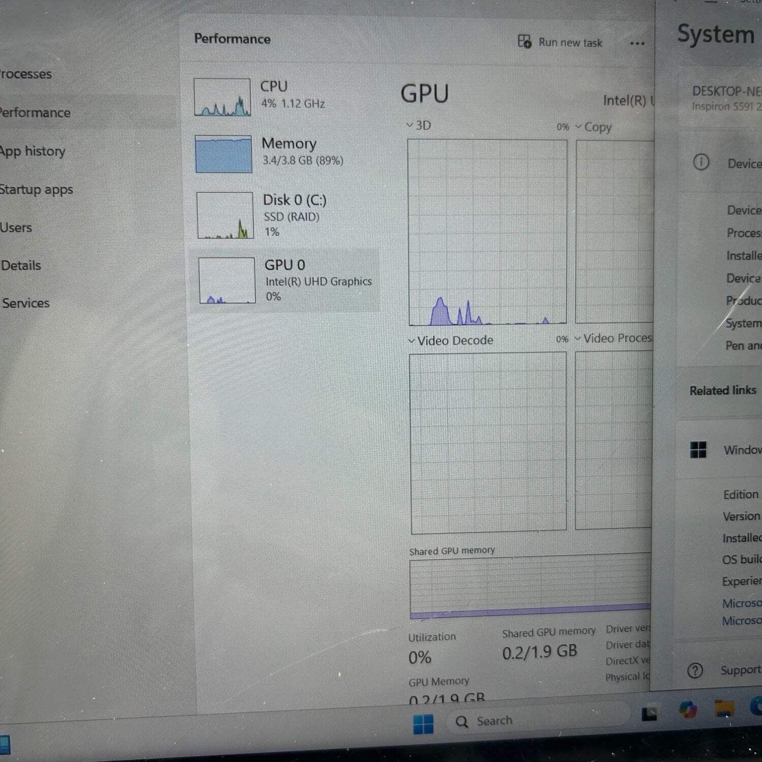 Broken Dell Inspiron 5591 15.6″ i3-10110U 2.59GHz 4GB RAM 128GB SSD READ