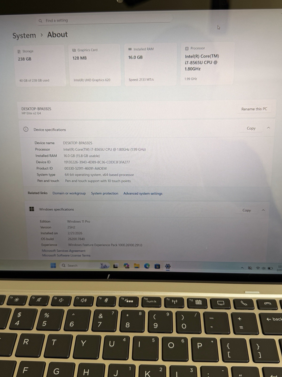 HP Elite x2 G4 | Intel i7-8565U 8th Gen | 16GB RAM | 256GB SSD | 13” LTE SIM
