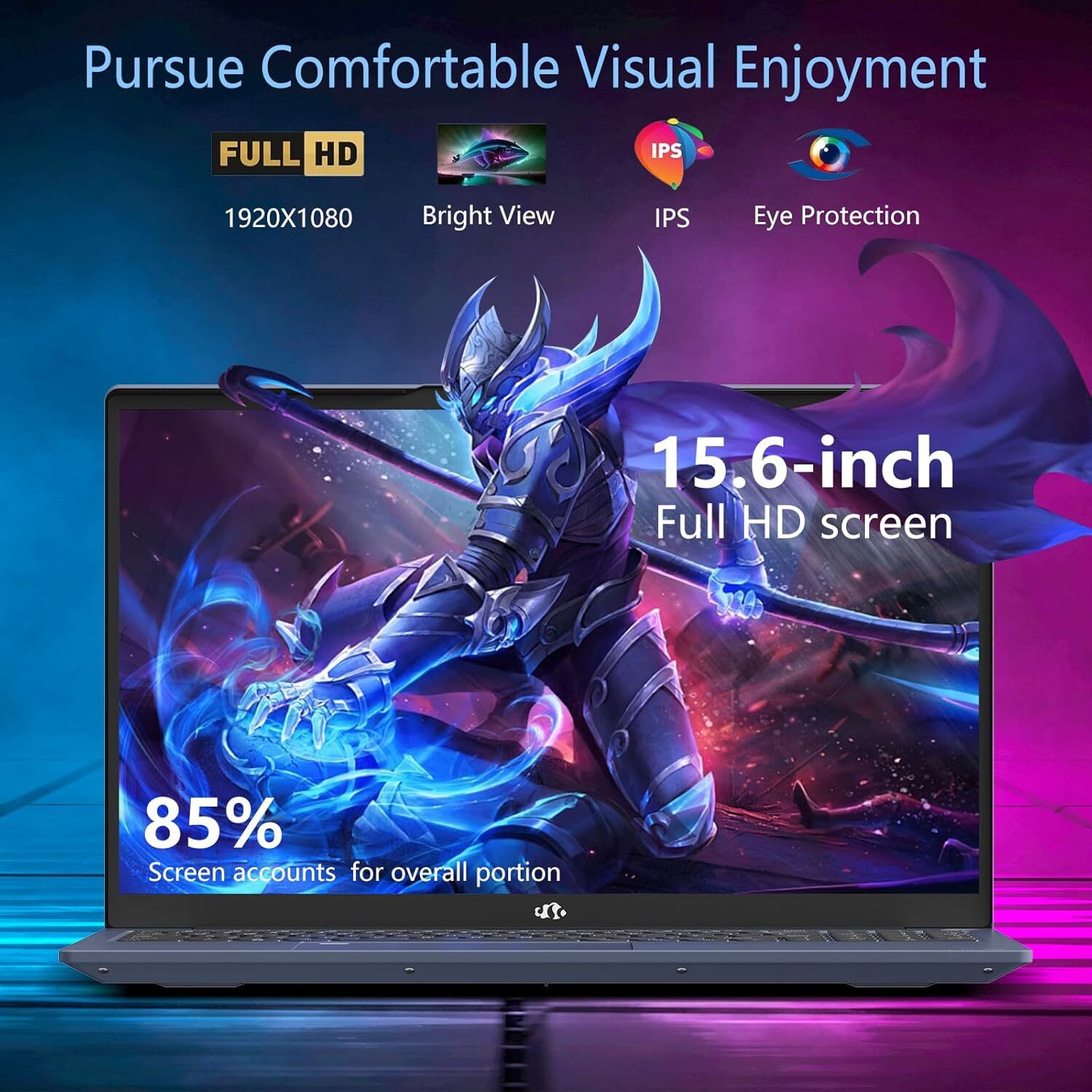 15.6 FHD Laptop Student Laptop 8GB RAM 128GB SSD Intel Pentium Quad-Core N100