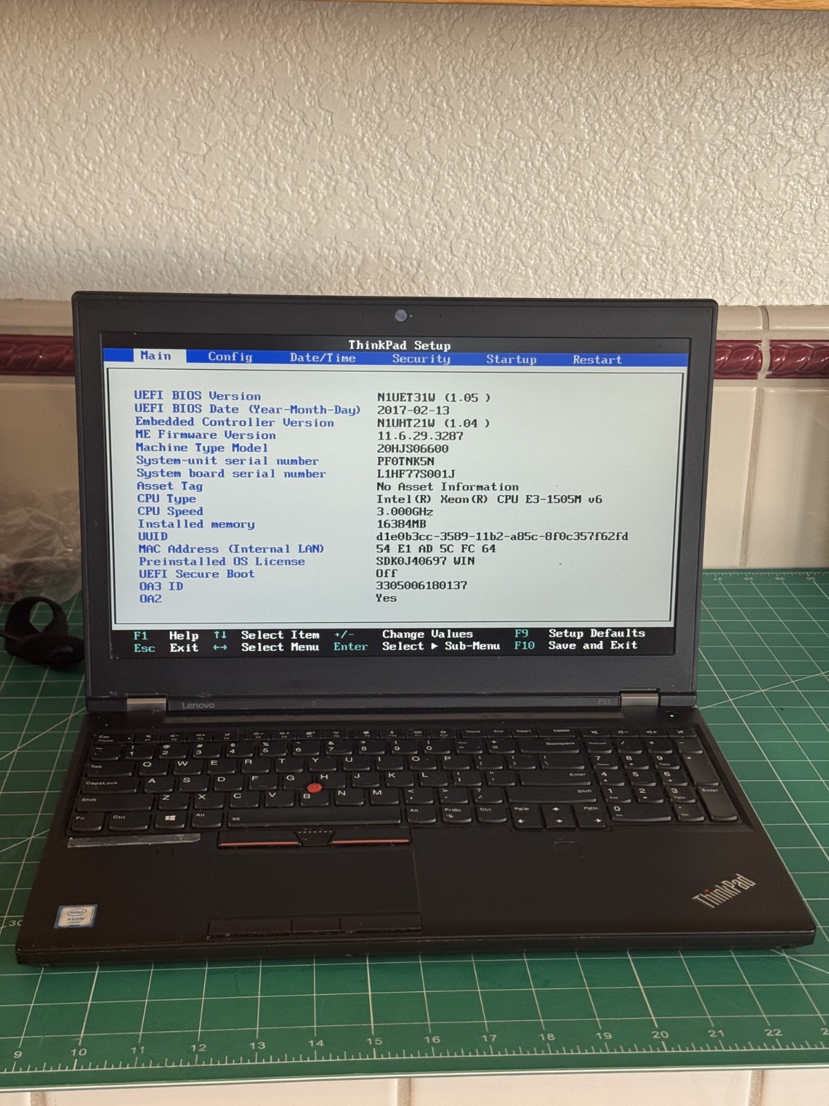 Lenovo Thinkpad P51 Xeon E3-1505M v6 3.0GHz 16GB RAM (NO SSD,AC ADAPTER,OS)