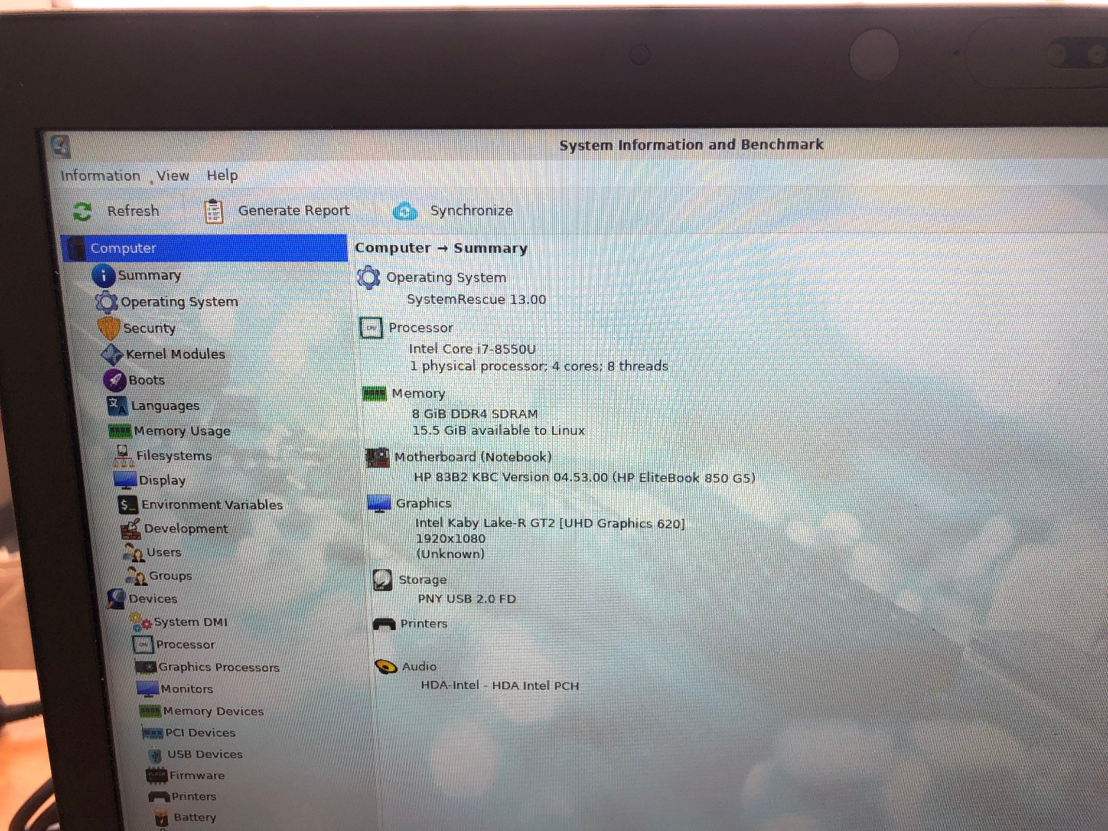 HP EliteBook 850 G5 15.6″ Laptop w/ i7-8550U 1.8GHz CPU 16GB RAM No SSD