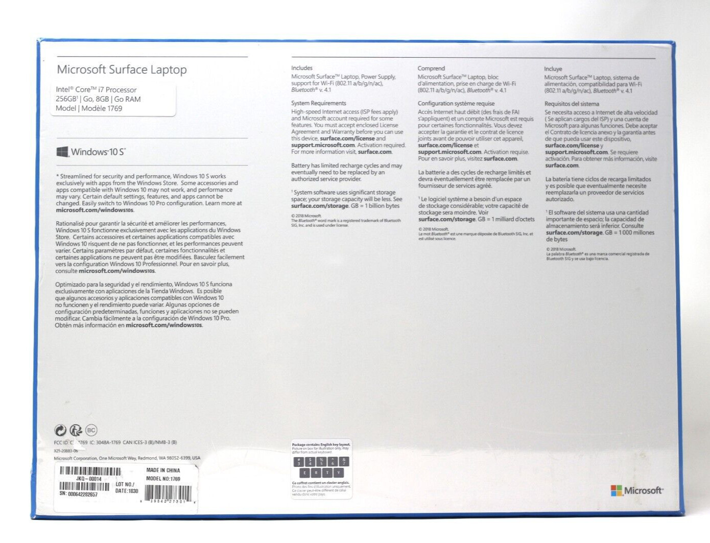 Microsoft Surface Laptop Intel core I7 processor 8 GB RAM model 1769 NEW SEALED