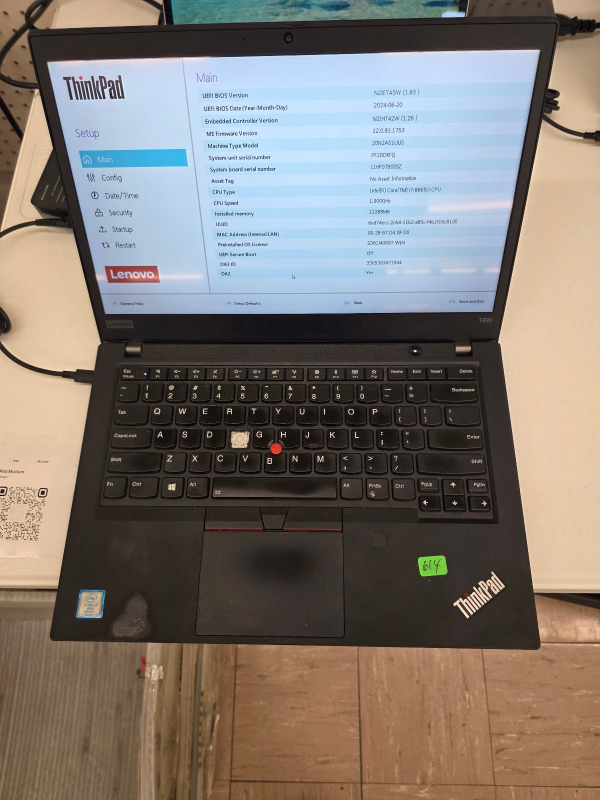 Lenovo ThinkPad T490 Intel Core i7-8565U 1.80GHz – 8GB RAM 256GB SSD Win11