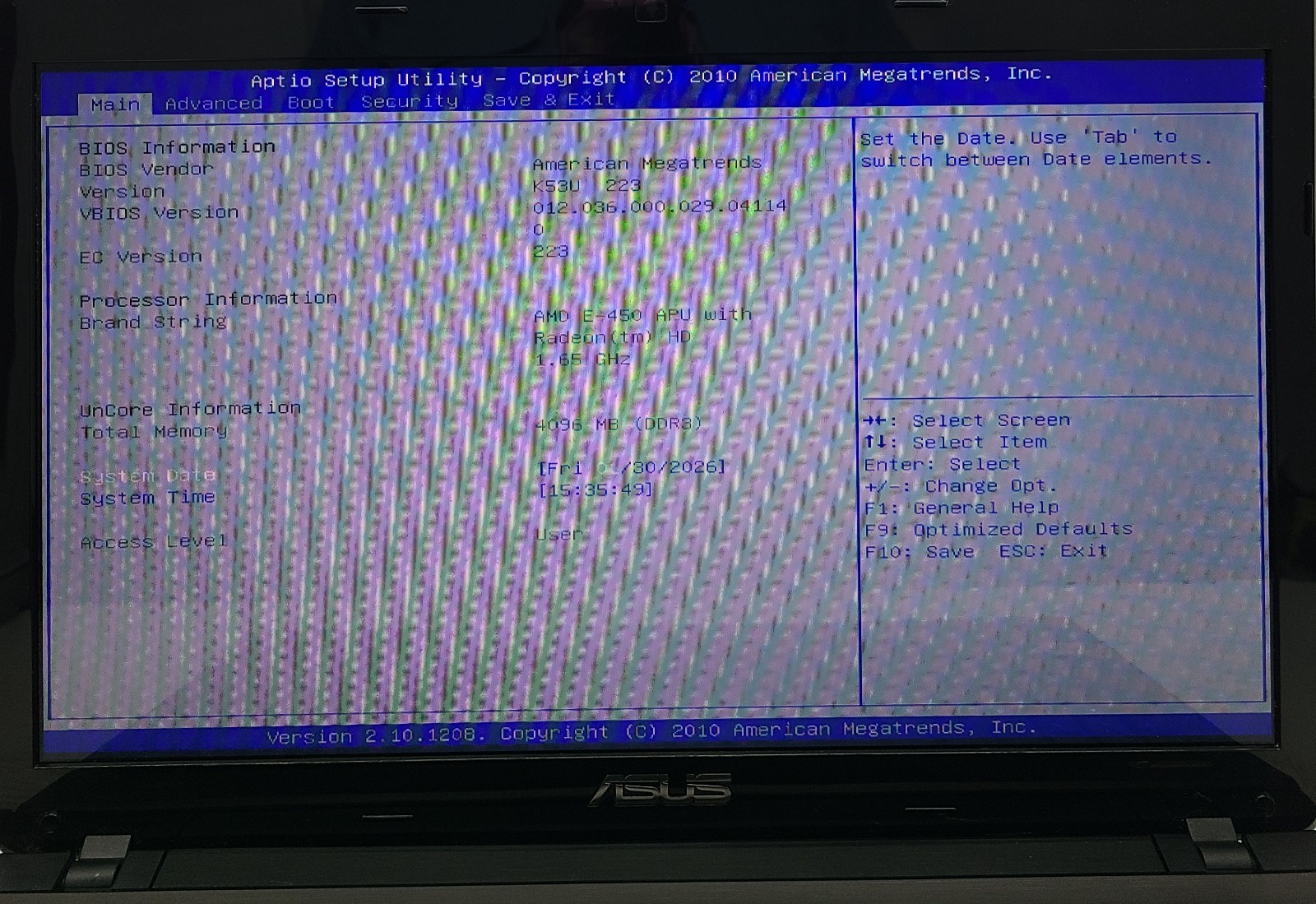 Asus K53U Laptop AMD E-450 4GB Ram NO HD/OS BIOS PASSWORD (FL)