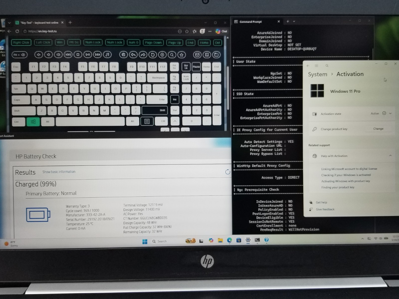 HP ProBook 450 G5 15.6″ FHD i5-8250U 1.6GHz 8GB RAM 256GB NVMe Win 11 Pro WiFi