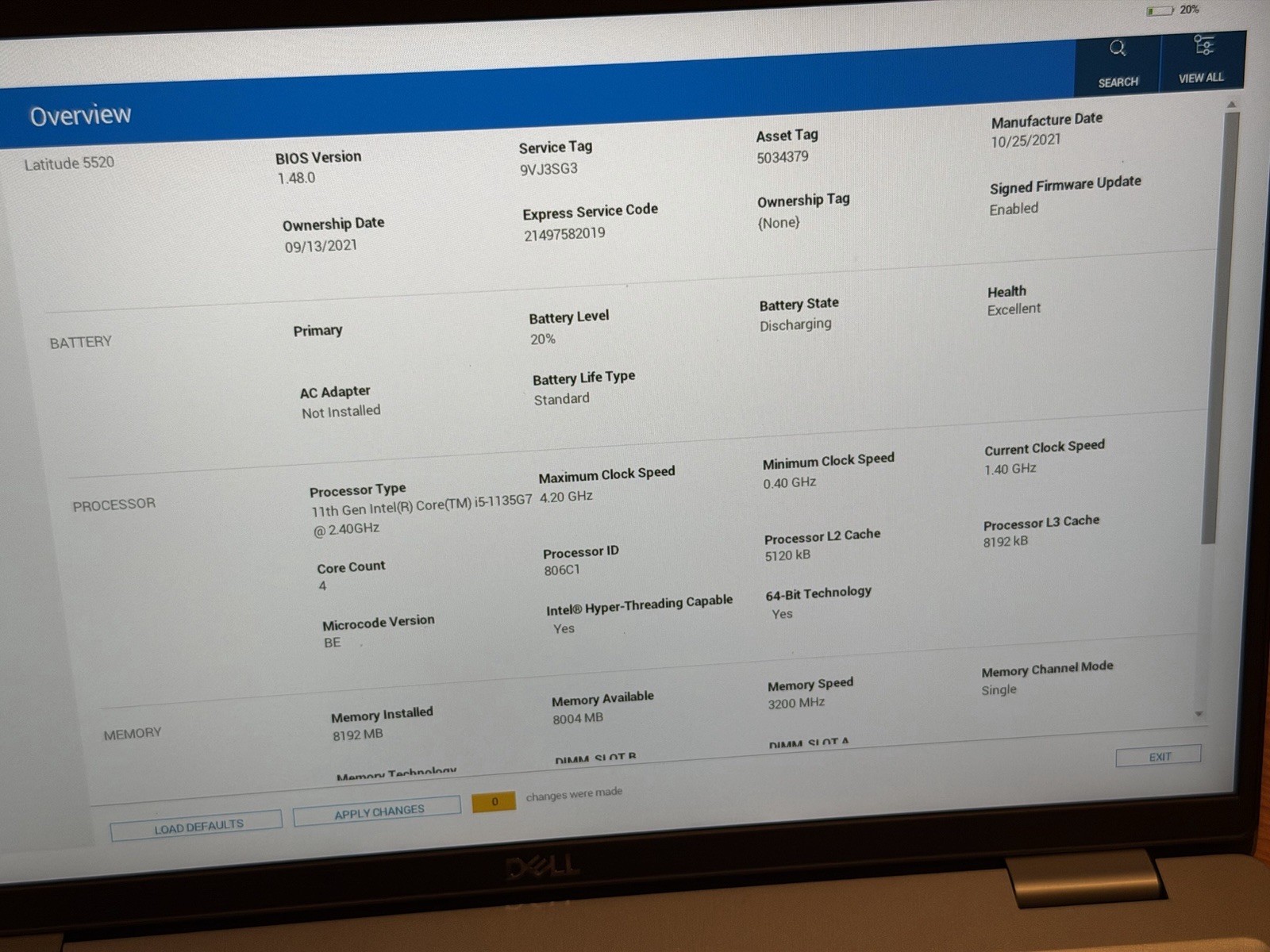 Dell Latitude 5520 15.6″ i5-1135G7 2.40GHz 8GB SSD Webcam Silver