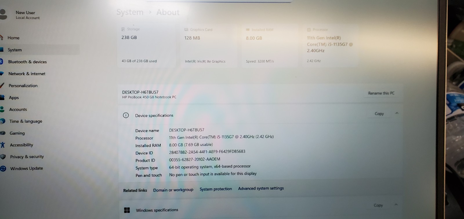 HP ProBook 450 G8 Laptop Intel Core i5-11th Gen 2.4GHz 8GB RAM 256GB SSD W11P