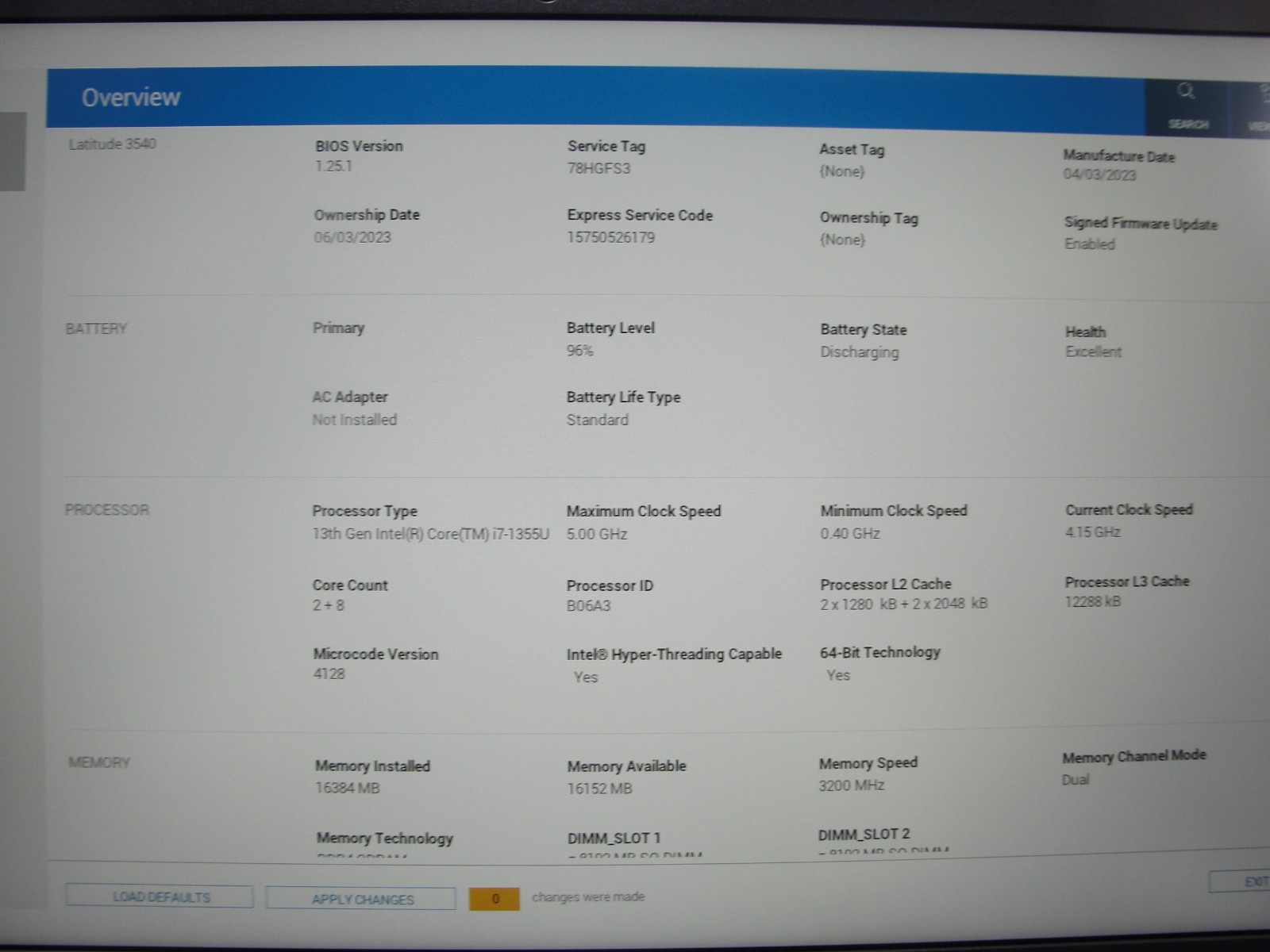 Dell Latitude 3540 15.6″ FHD Core i7-1355U 16GB RAM 256GB SSD+ PA/Warranty 06/26