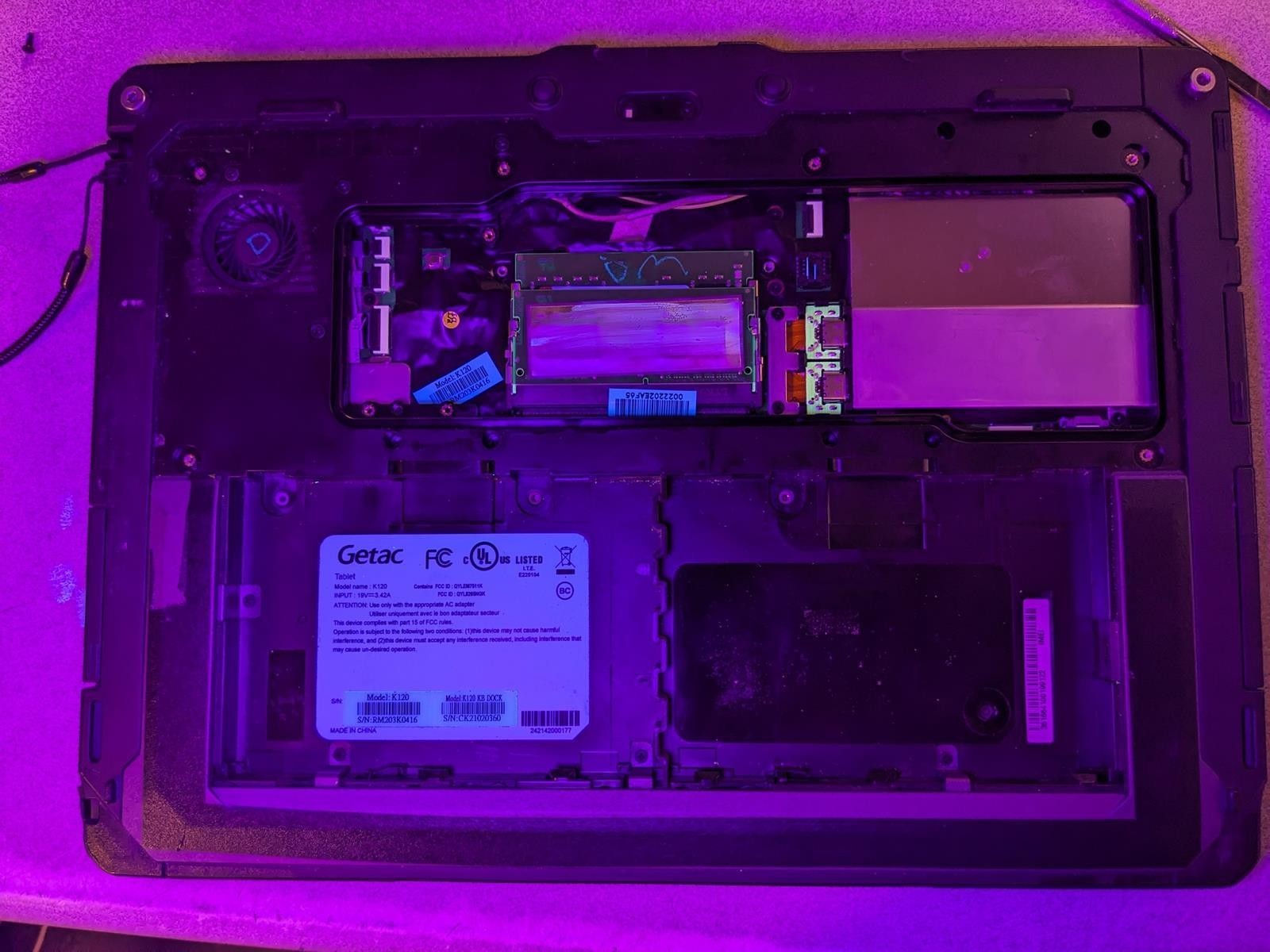 GETAC K120 i5-8250U @ 1.60GHz, 16GB RAM, NO HDD/OS
